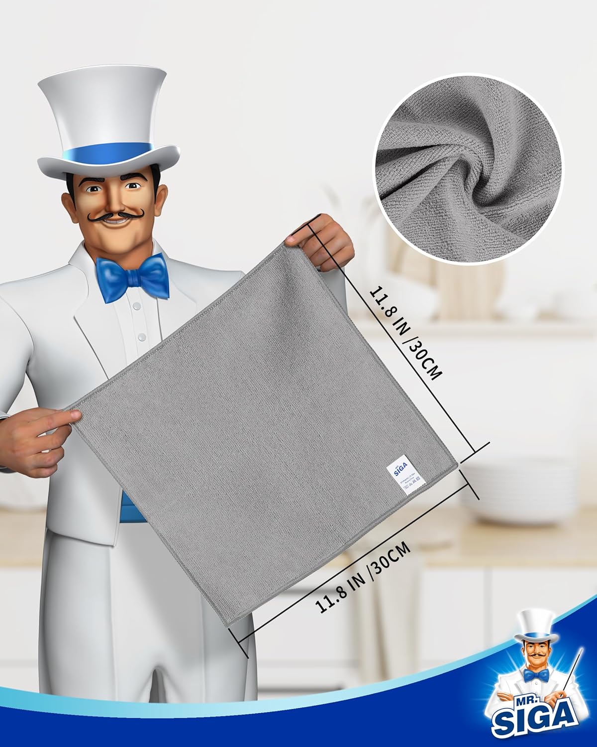 MR.SIGA Microfiber Cleaning Cloth, All-Purpose Microfiber Towels, Streak Free Cleaning Rags, Pack