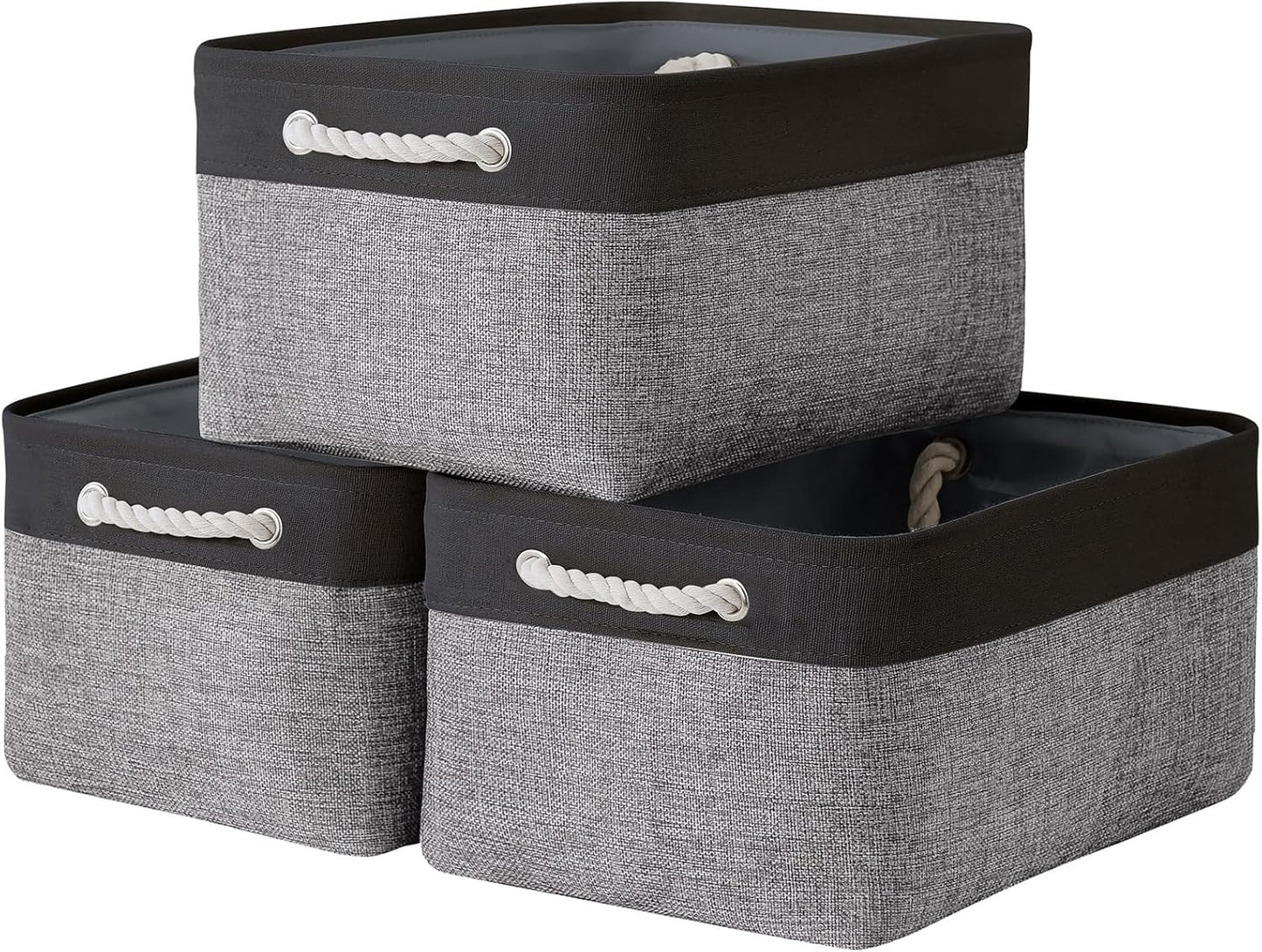 TheWarmHome Collapsible Storage Bin for Shelves - 16x12x8 inch Large 3 Pack Storage Basket for