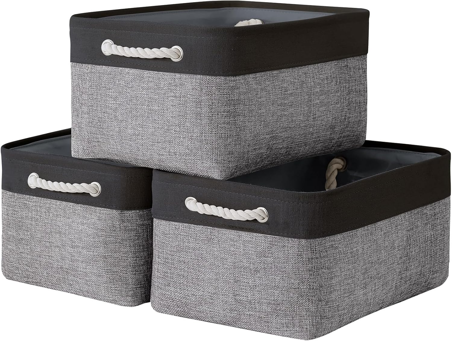 TheWarmHome Collapsible Storage Bin for Shelves - 16x12x8 inch Large 3 Pack Storage Basket for
