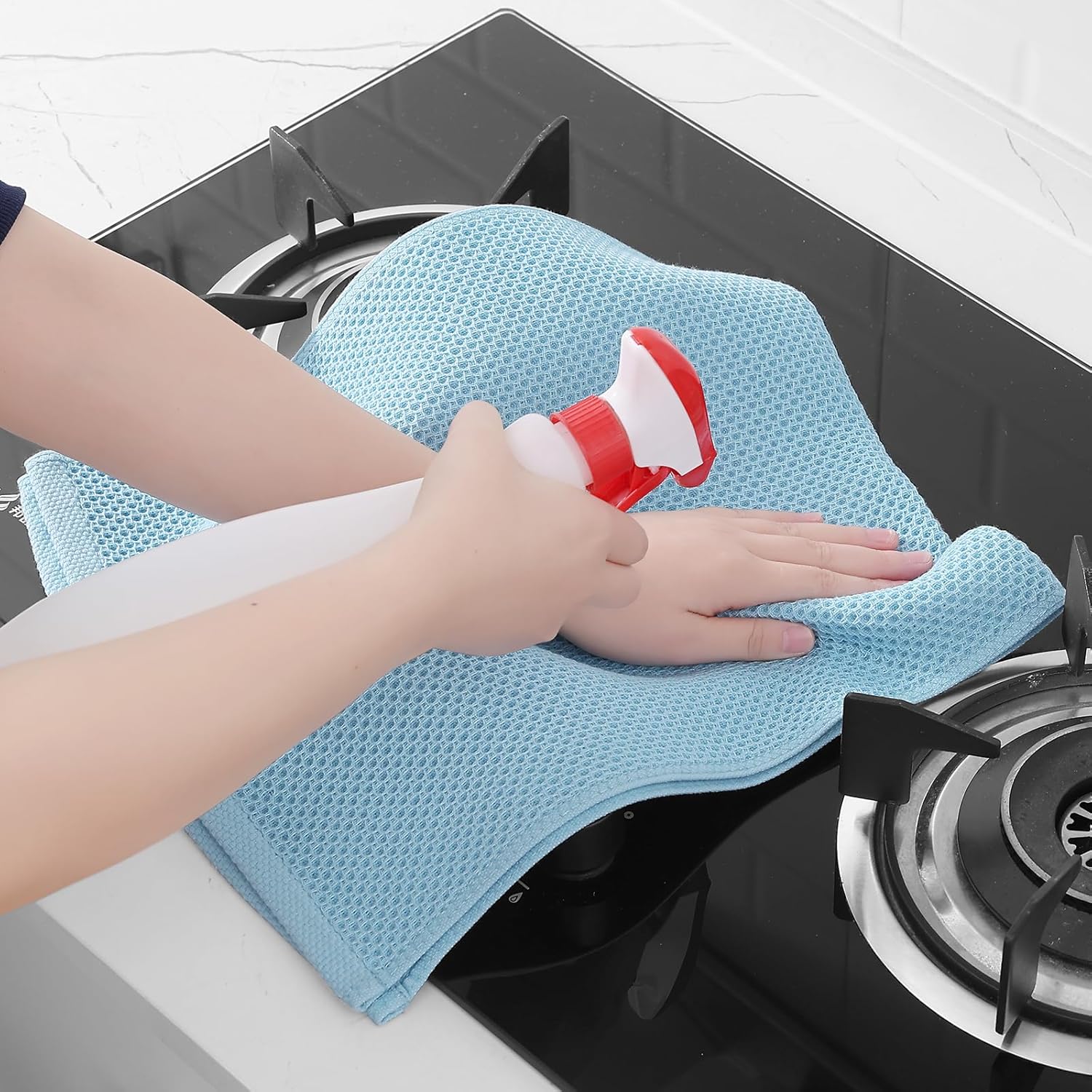 Homaxy 100% Cotton Waffle Weave Kitchen Dish Towels, Ultra Soft Absorbent Quick Drying Cleaning