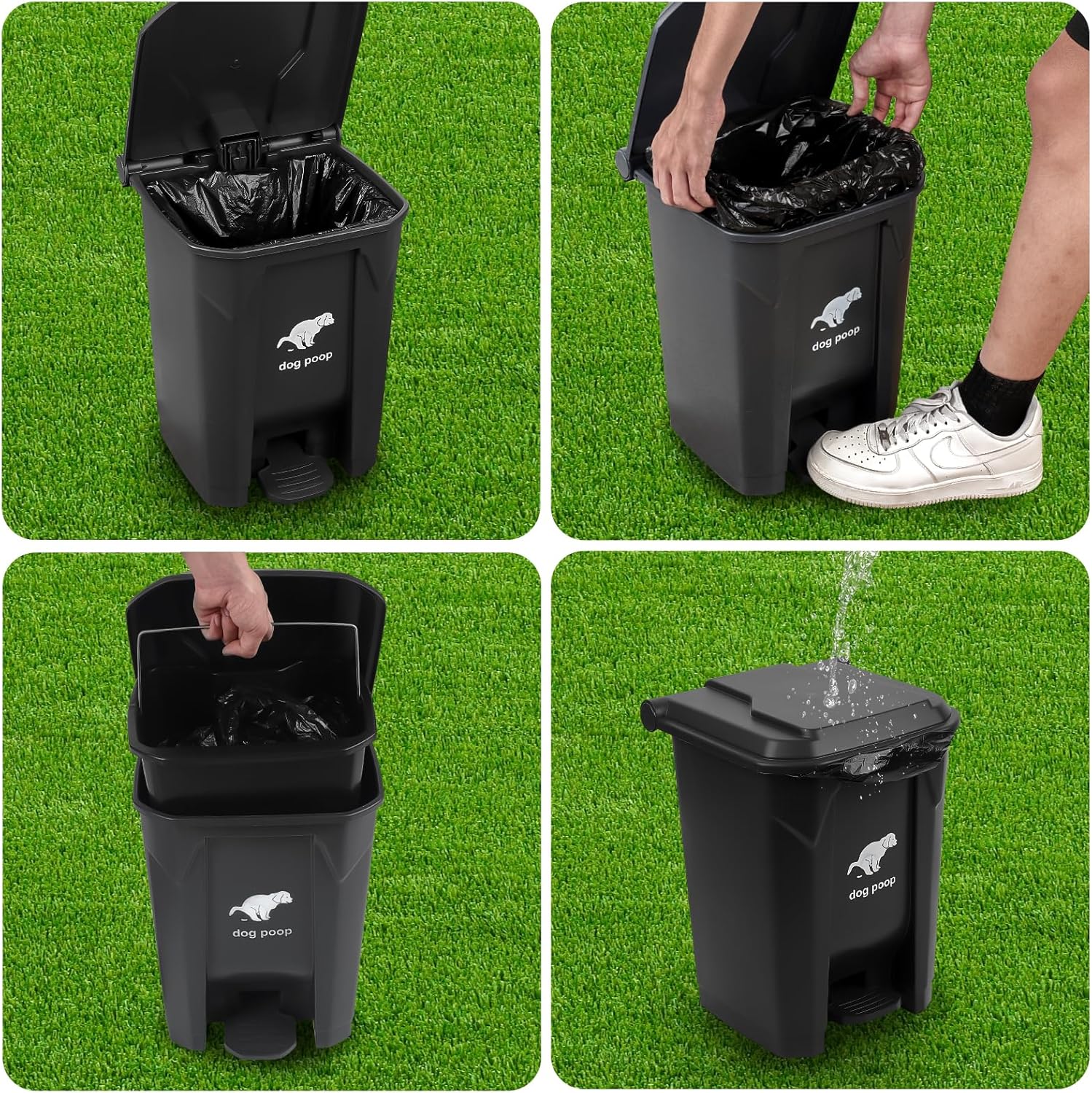 Dog Poop Trash Can Outside, 20L/5Gallon Pedal and Removable Inner Waste Bin, Outdoor Dog Poop Trash