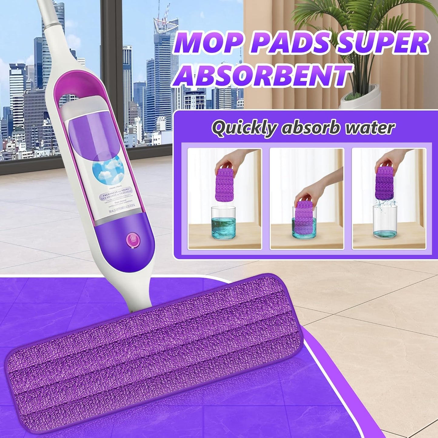 EXEGO 6 Count Reusable Microfiber Mop Pads for Swiffer PowerMop - Power Mop Pads Refills for 13