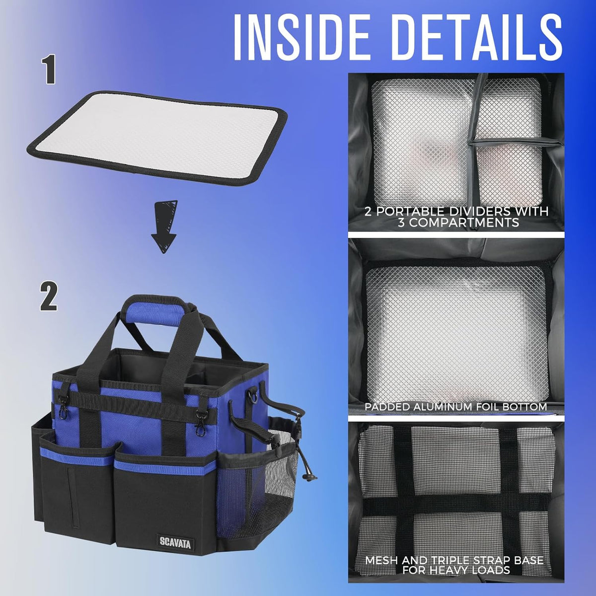 Compact Wearable Cleaning Caddy, Small Supplies Organizer with Handle & Shoulder Straps for