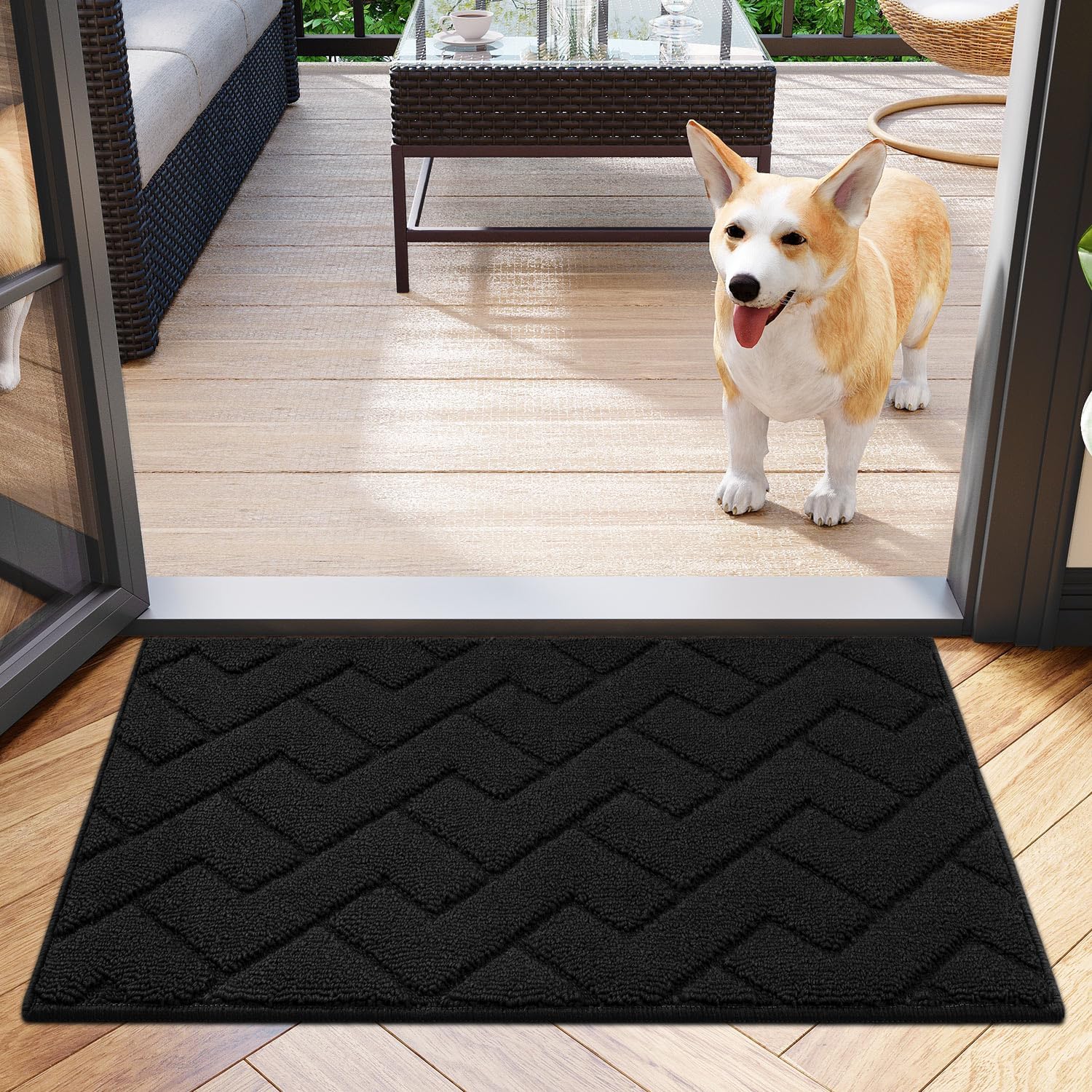hicorfe Indoor Doormat,Welcome Door Mat TPR Backing Non Slip Mats 20"x31.5" Absorbent Resist Dirt