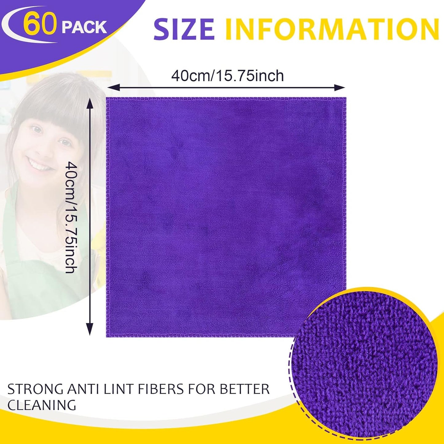 Nuenen Microfiber Cleaning Cloths for Cars 16 x 16 Inch Ultra Absorbent Car Towels Drying Reusable