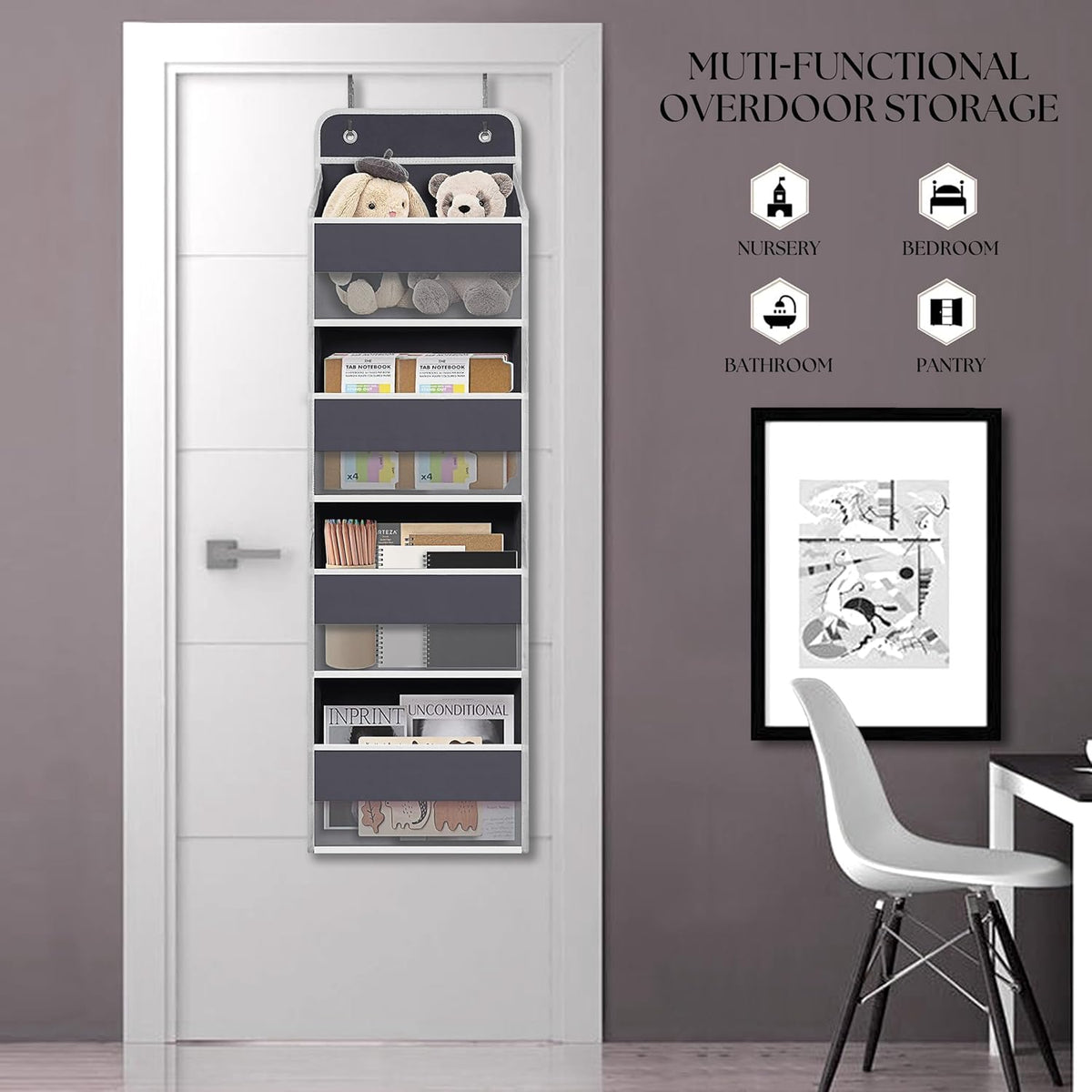 Over The Door Hanging Organizer with 4 Large Pockets – Closet, Bathroom, Nursery, Bedroom, Dorm