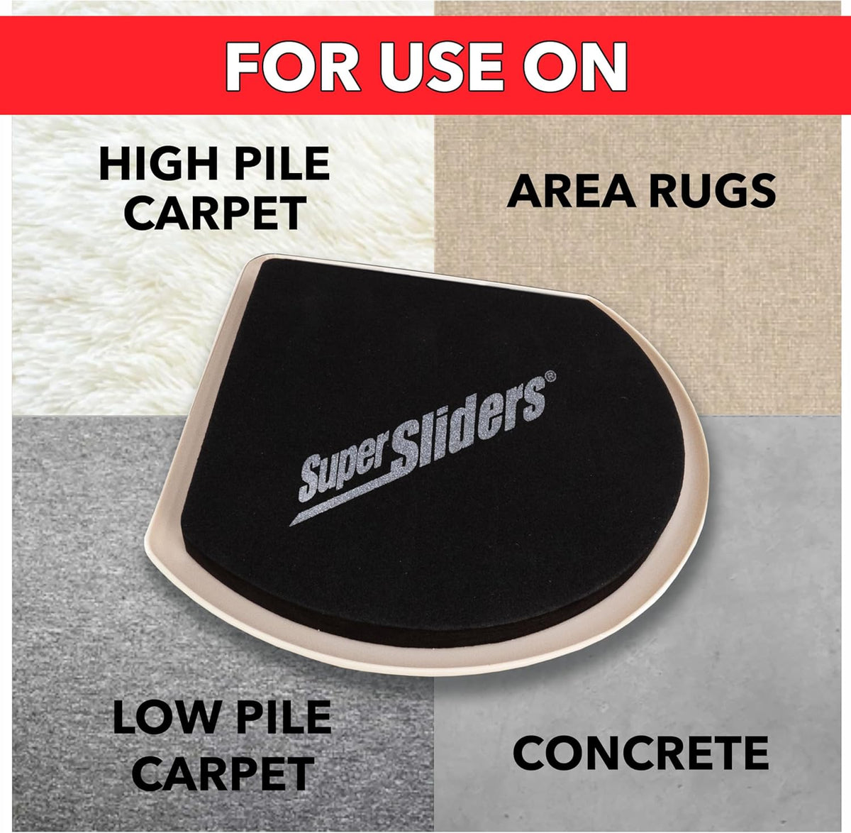 Super Sliders 7" Slide & Hide Reusable Furniture Sliders for Carpet - Effortless Moving and Surface