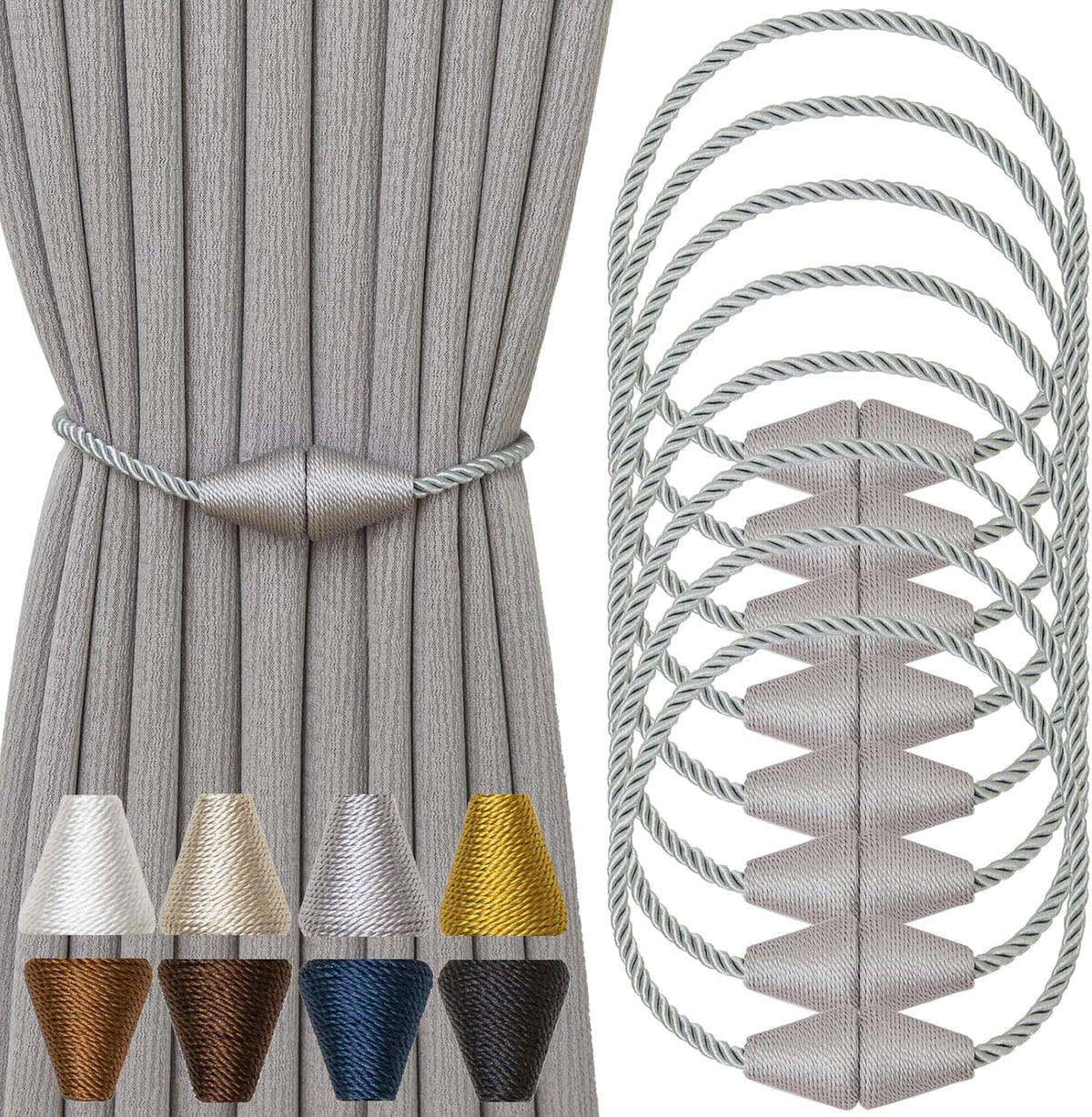 Magnetic Curtain Tiebacks 8 Pack Outdoor Rope Curtain Tie Backs Decorative Window Treatment