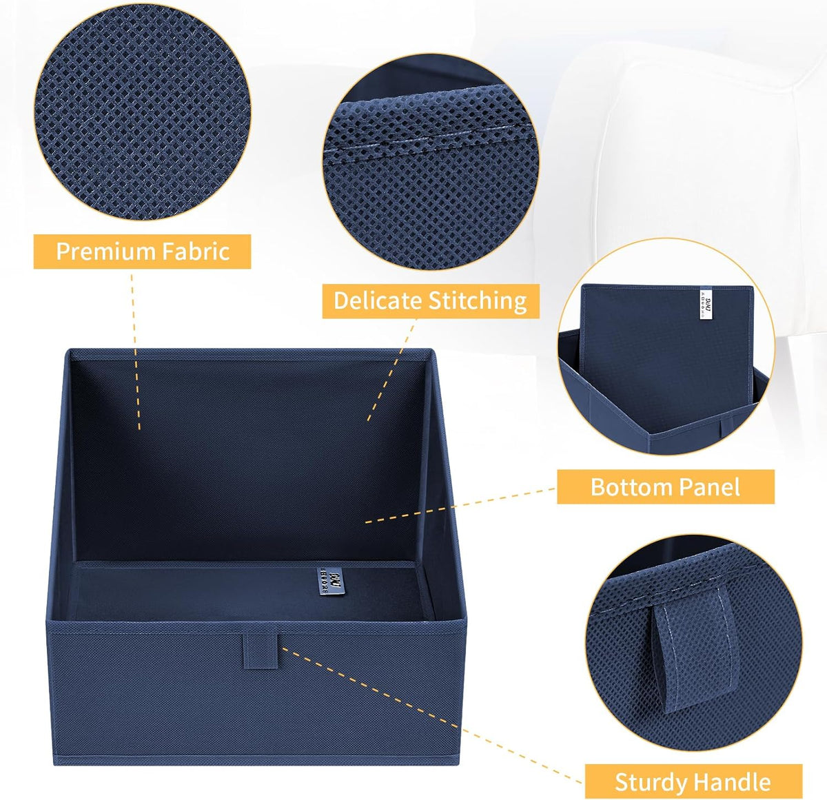 DIMJ Closet Storage Bins 6 Pack - Fabric Trapezoid Closet Organizer Bin, Foldable Storage Baskets