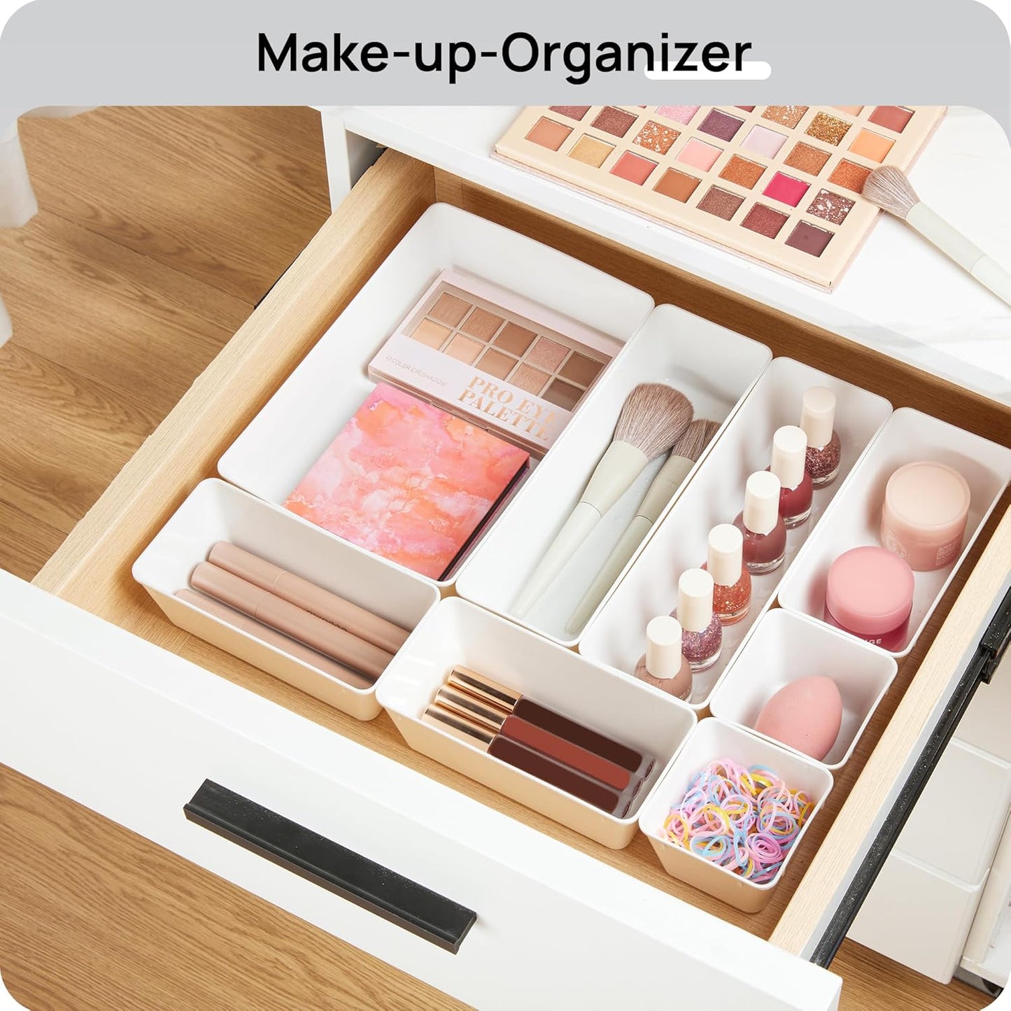 Vtopmart 25 PCS Plastic Drawer Organizers Set, 4-Size Versatile Bathroom and Vanity Drawer