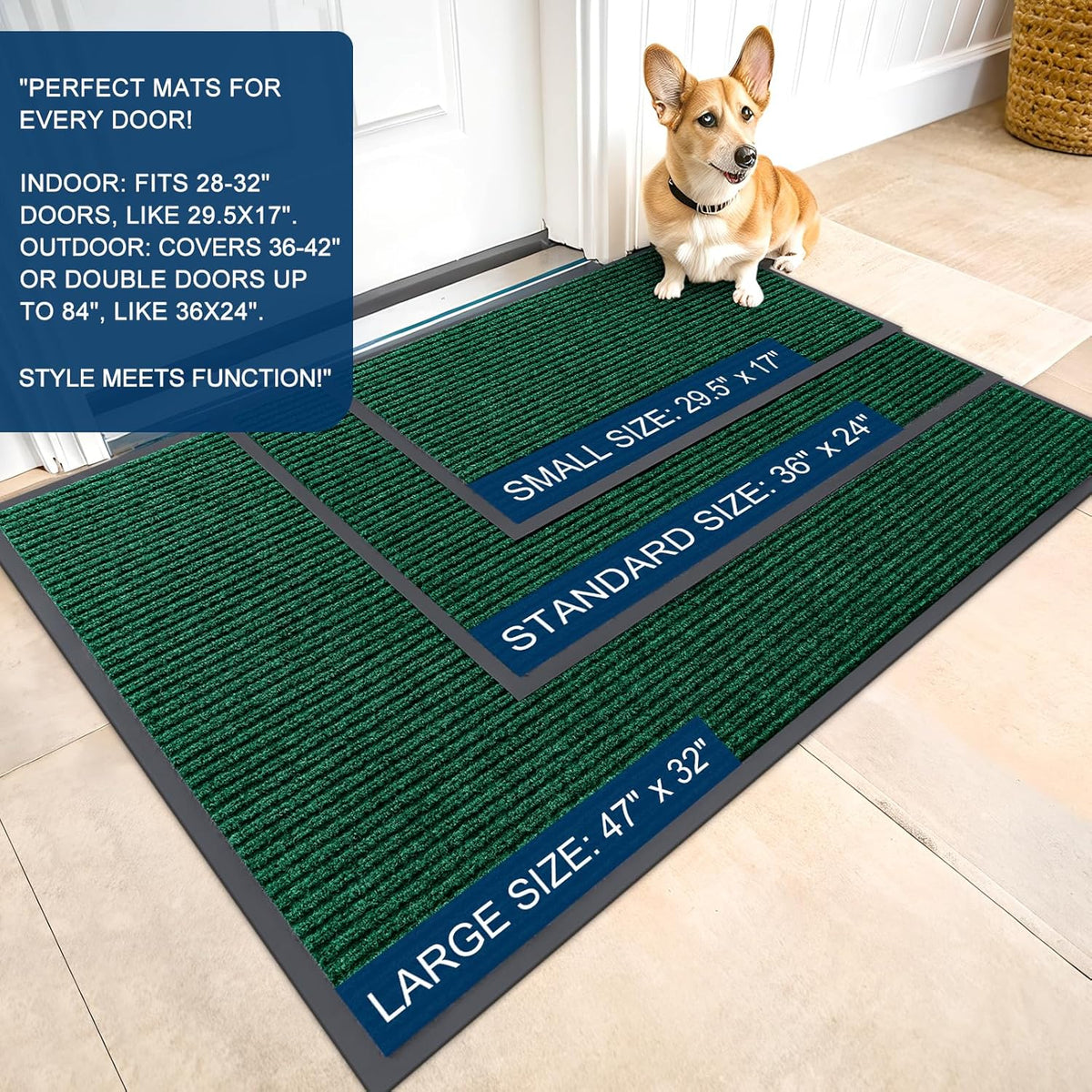 OLANLY Front Door Mat Indoor Outdoor Entrance, Waterproof Heavy Duty Doormat, Fade Resistant, Low