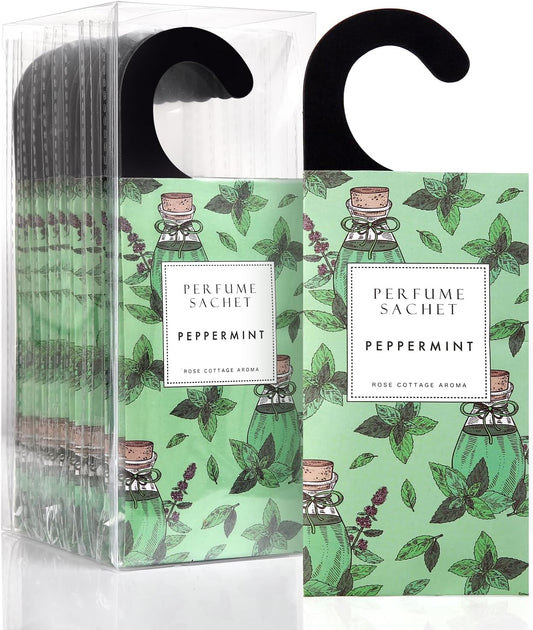 ROSE COTTAGE Large 12 Packs Peppermint Hanging Closet Deodorizer Air Freshener Long Lasting Scented