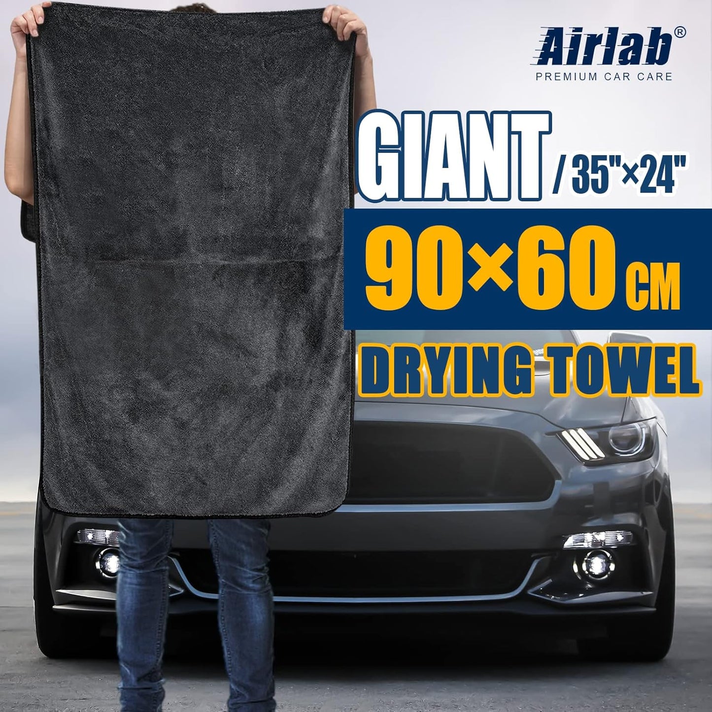 Airlab Microfiber Towels for Cars Wash Drying Extra Large Super Absorbent Cleaning Cloth Auto