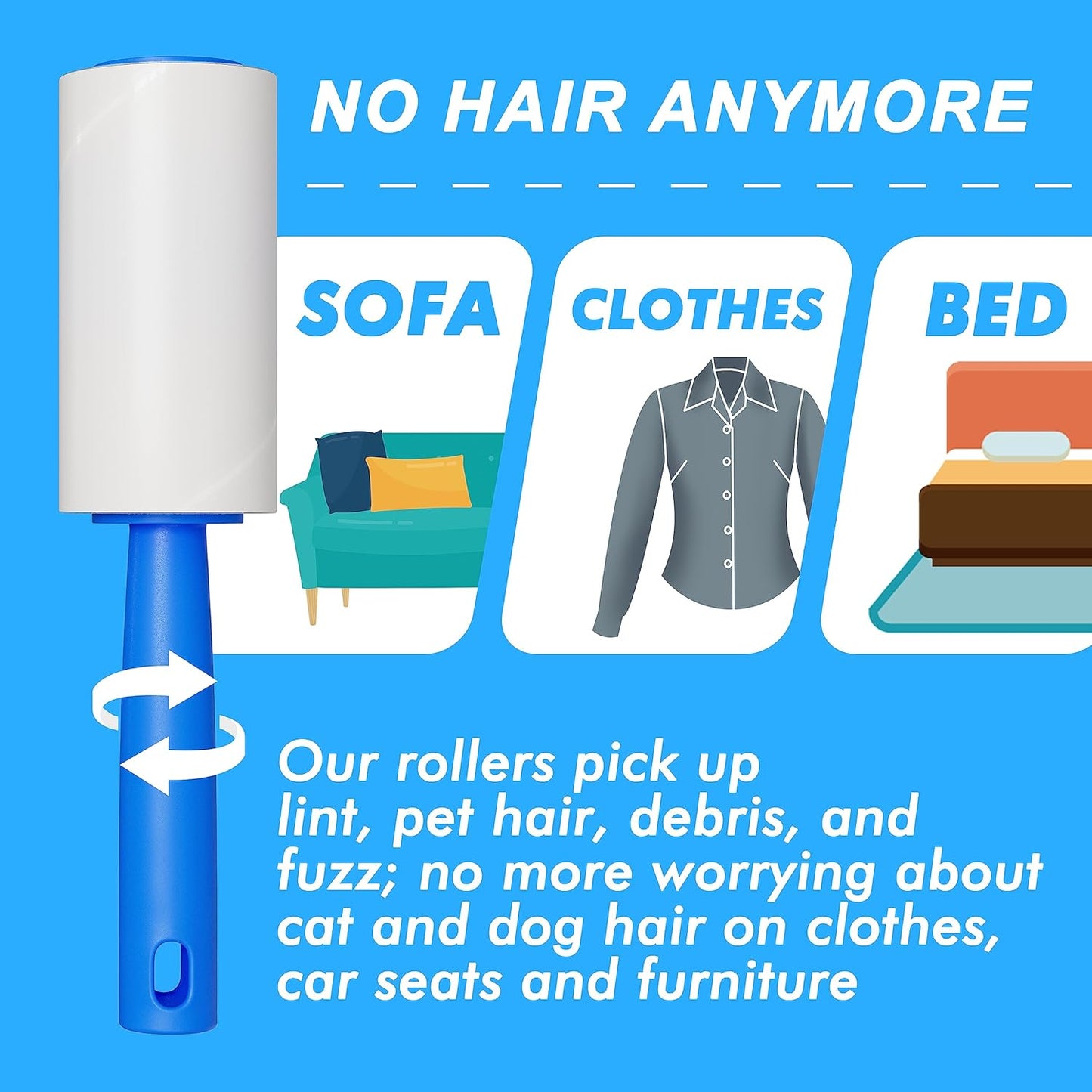 Lint Rollers for Pet Hair Extra Sticky, 800 Sheets Mega Value Set Lint Rollers for Pet Hair