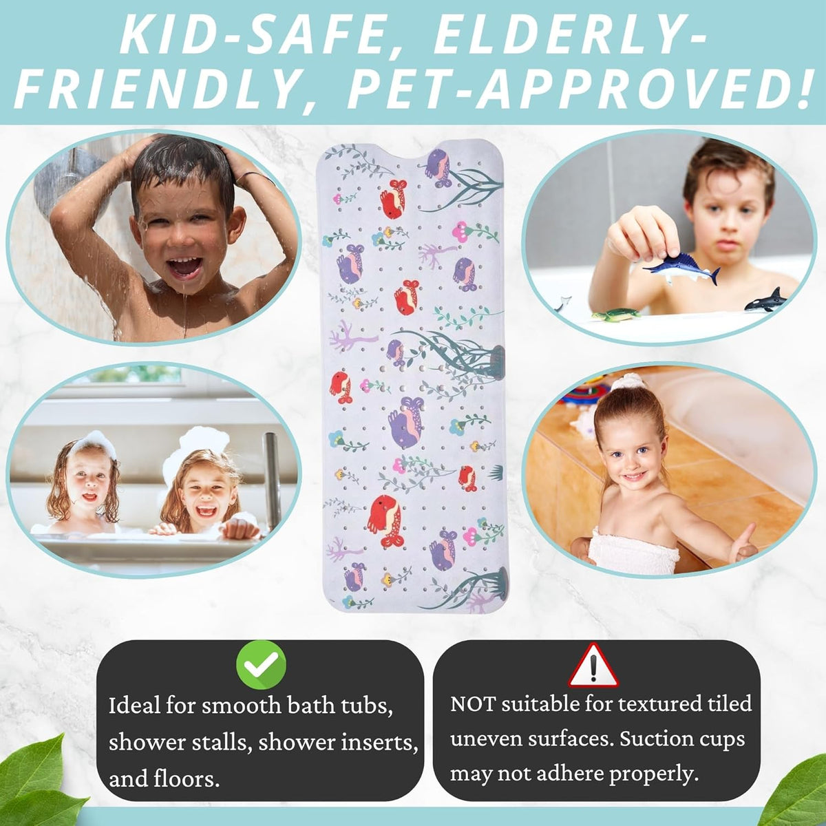 Kids Non Slip Bath Mat - Baby Bath Mat Non Slip - Bath Tub Mat Kids - Bathtub Mat Non Slip Baby