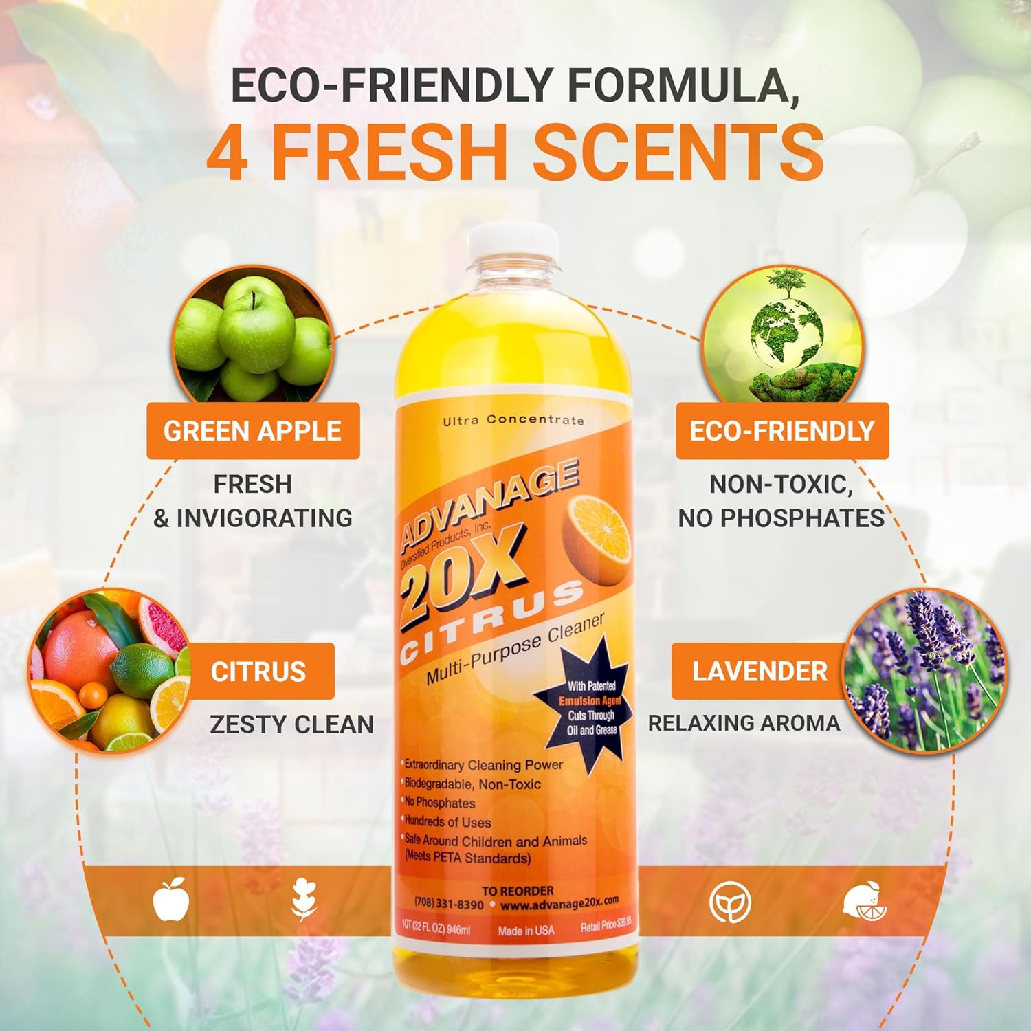 All Purpose Cleaner Concentrate - Advanage 20X The Wonder Cleaner Citrus for All Surfaces Around