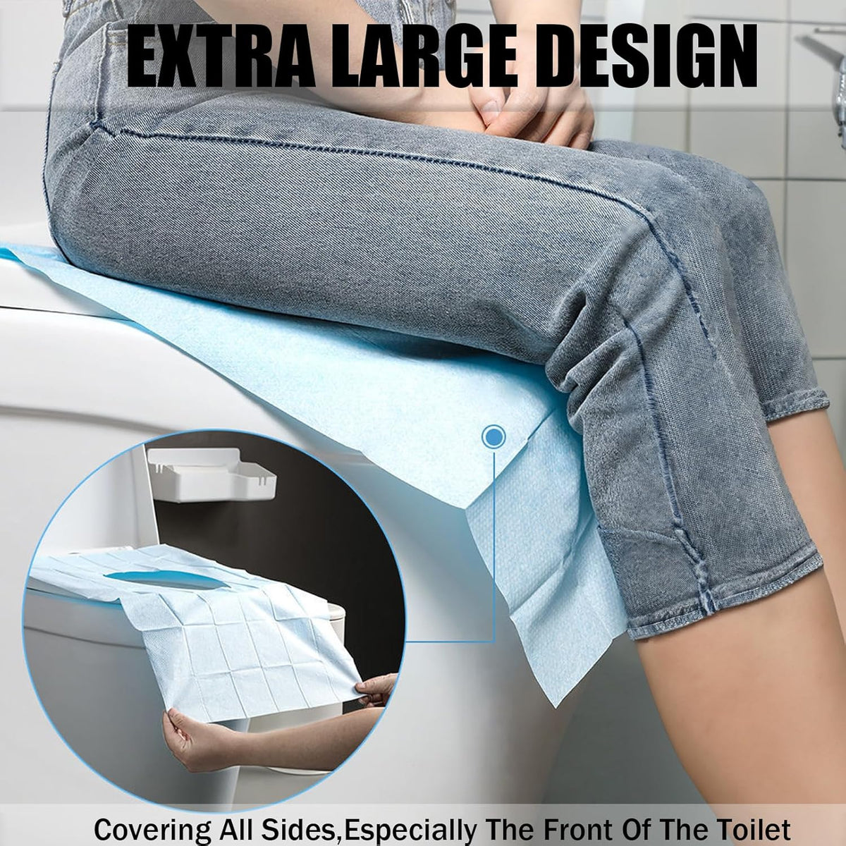 50 Pack Toilet Seat Covers Disposable 16x24 Inch XL Portable Toilet Liners Travel Seat Cover for