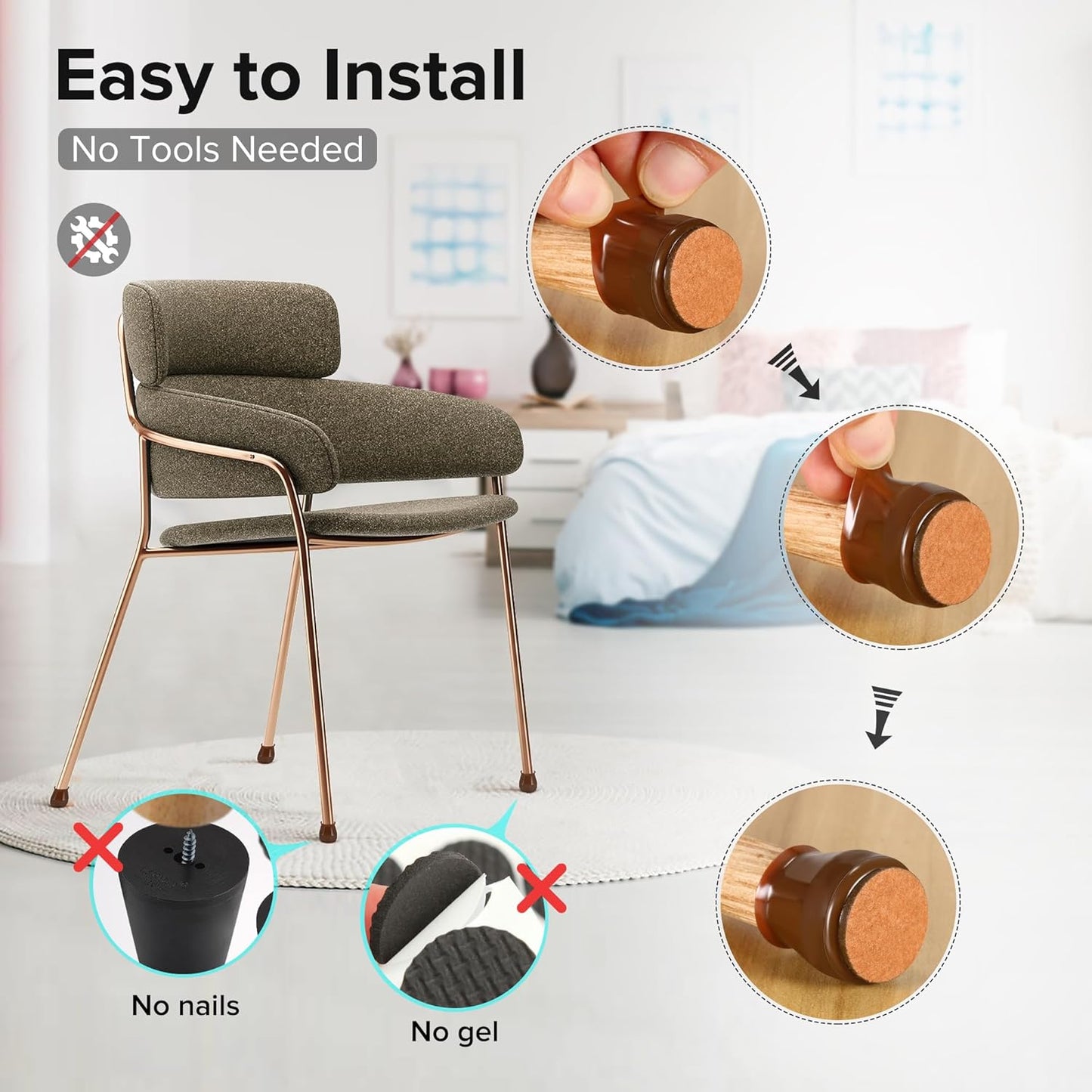 24PCS Upgraded Silicone Chair Leg Floor Protectors for Hardwood Floors, Furniture Sliders for Chair