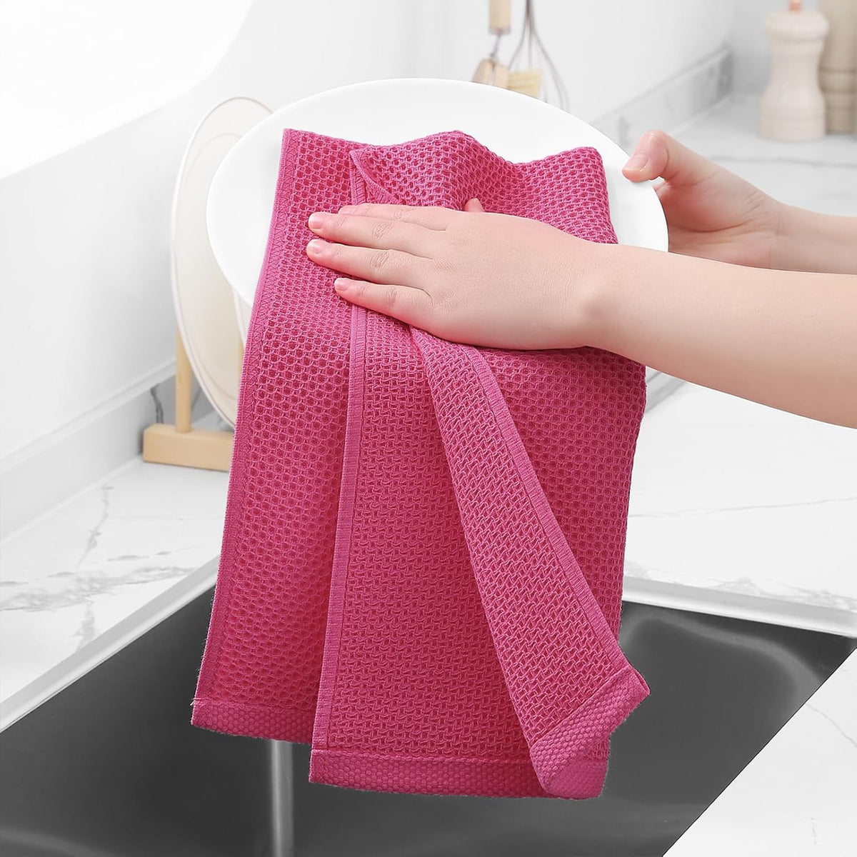 Homaxy 100% Cotton Waffle Weave Kitchen Dish Towels, Ultra Soft Absorbent Quick Drying Cleaning