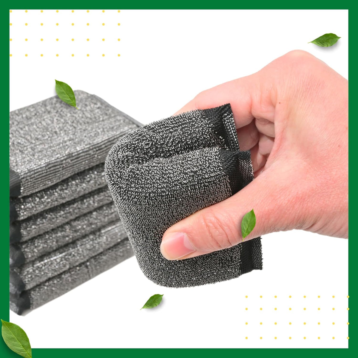 Steel Wool Scrub Sponges Kitchen, Reusable Dish Scrubber Sponge, for Pots, Pans, Gentle and Scratch