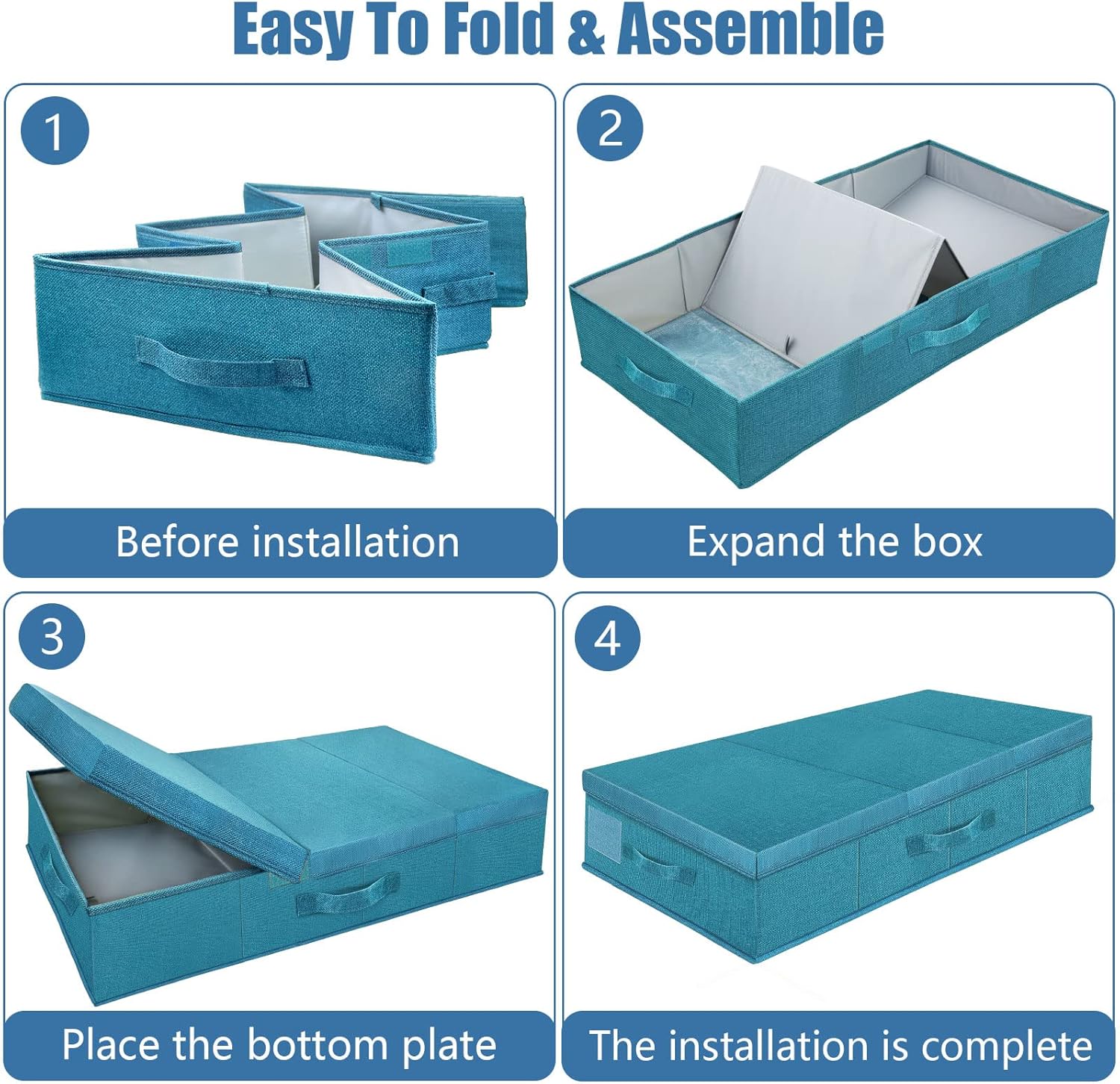 Underbed Storage Containers Bin with Lids (2pcs) Large Under Bed Storage Organizer Box with Handle