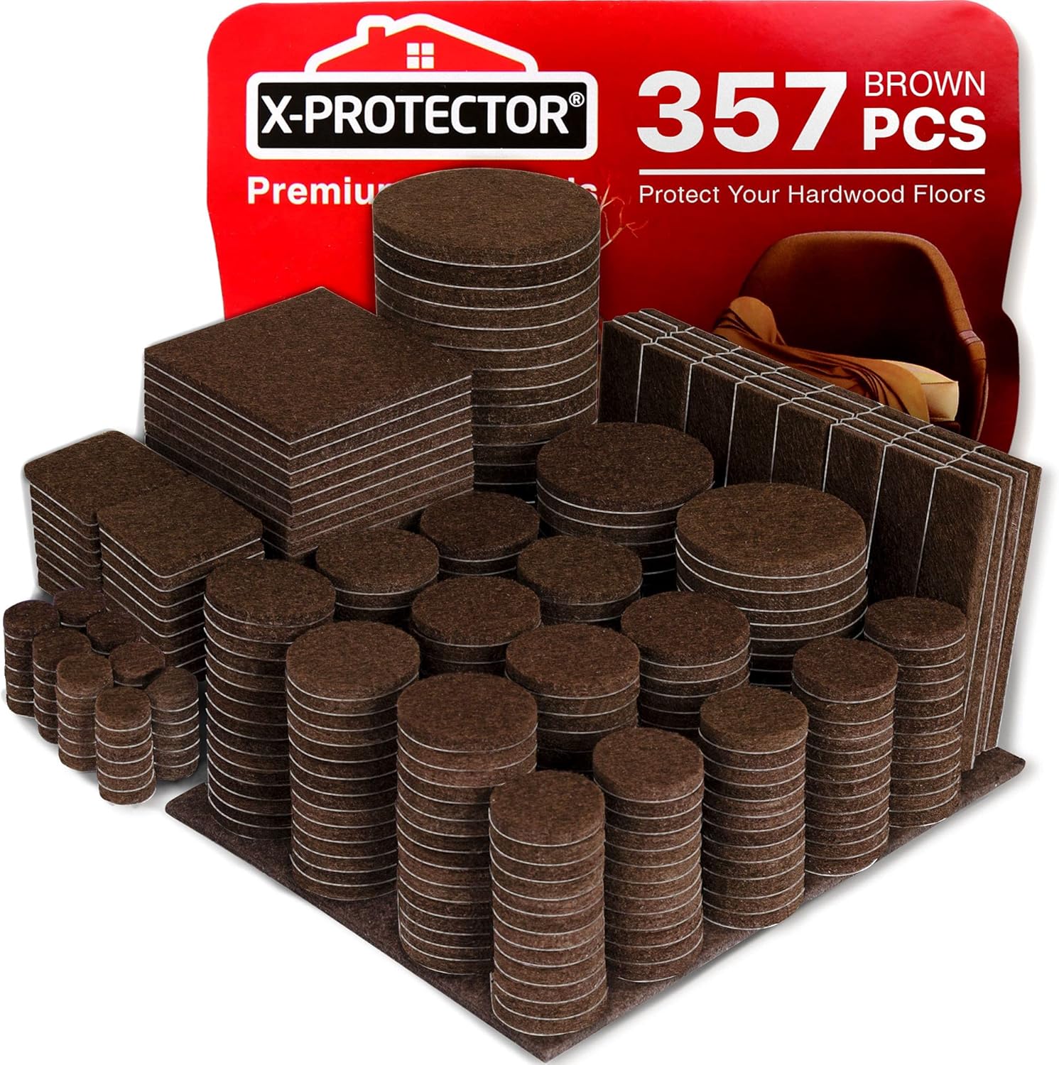 X-PROTECTOR 357 pcs Premium Huge Pack Felt Furniture Pads! Quantity of Furniture Sliders with Many