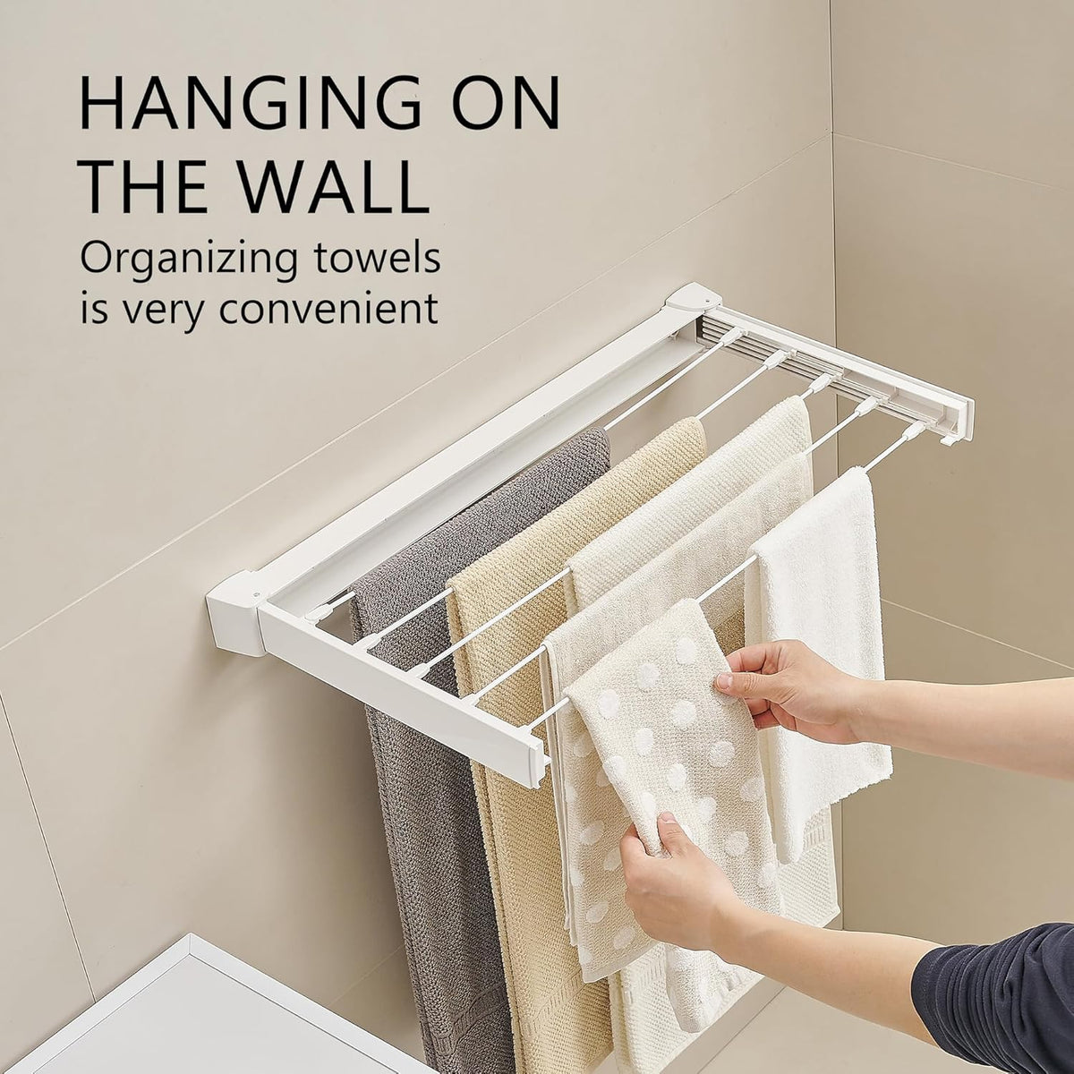 JOOM Laundry Drying Rack Collapsible, Wall Mounted Drying Rack, Clothes Drying Rack, Retractable