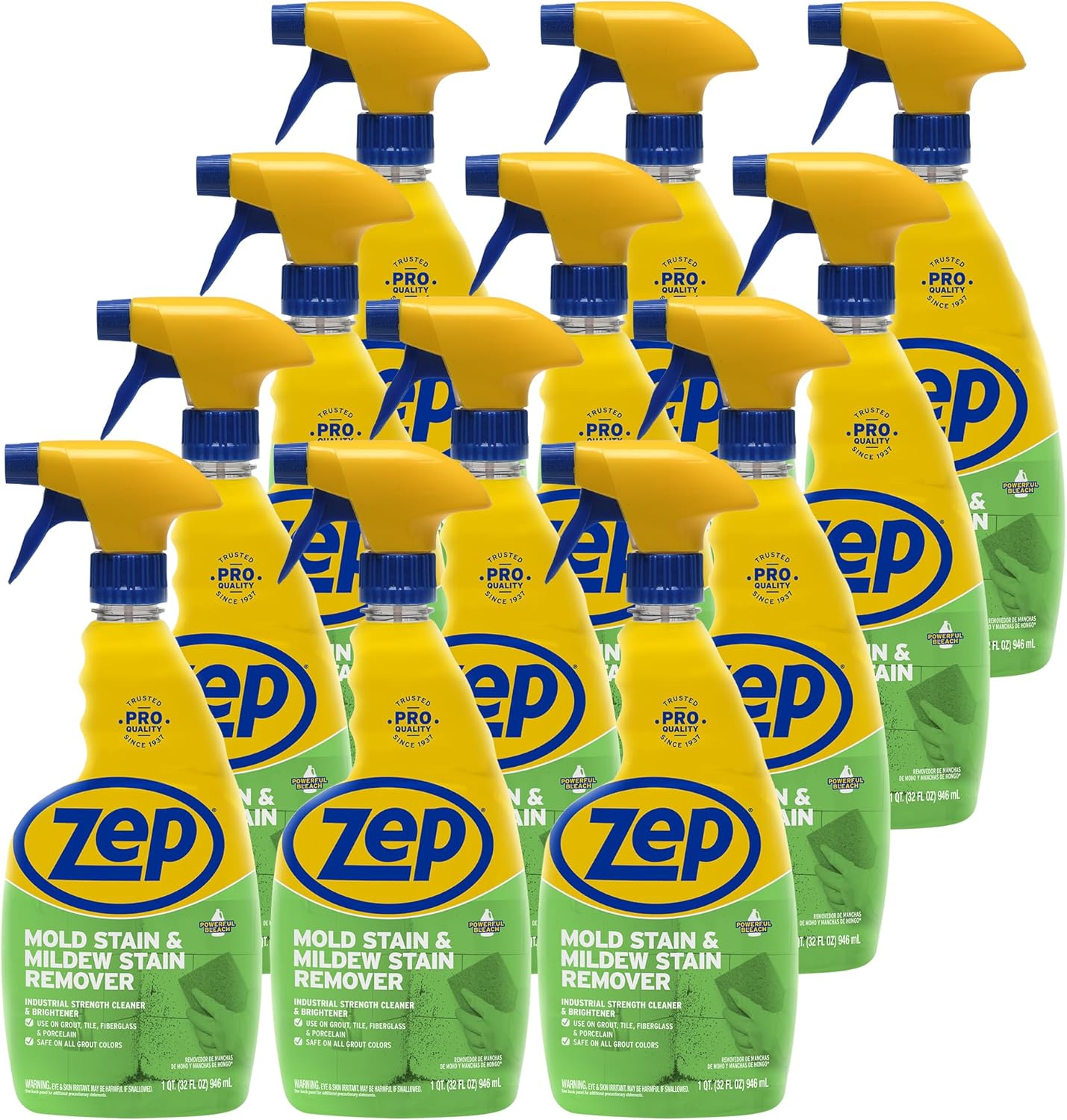 Zep Mold Stain and Mildew Stain Remover - 32 oz (Pack of 12) - ZUMILDEW32 - Experience the Power of
