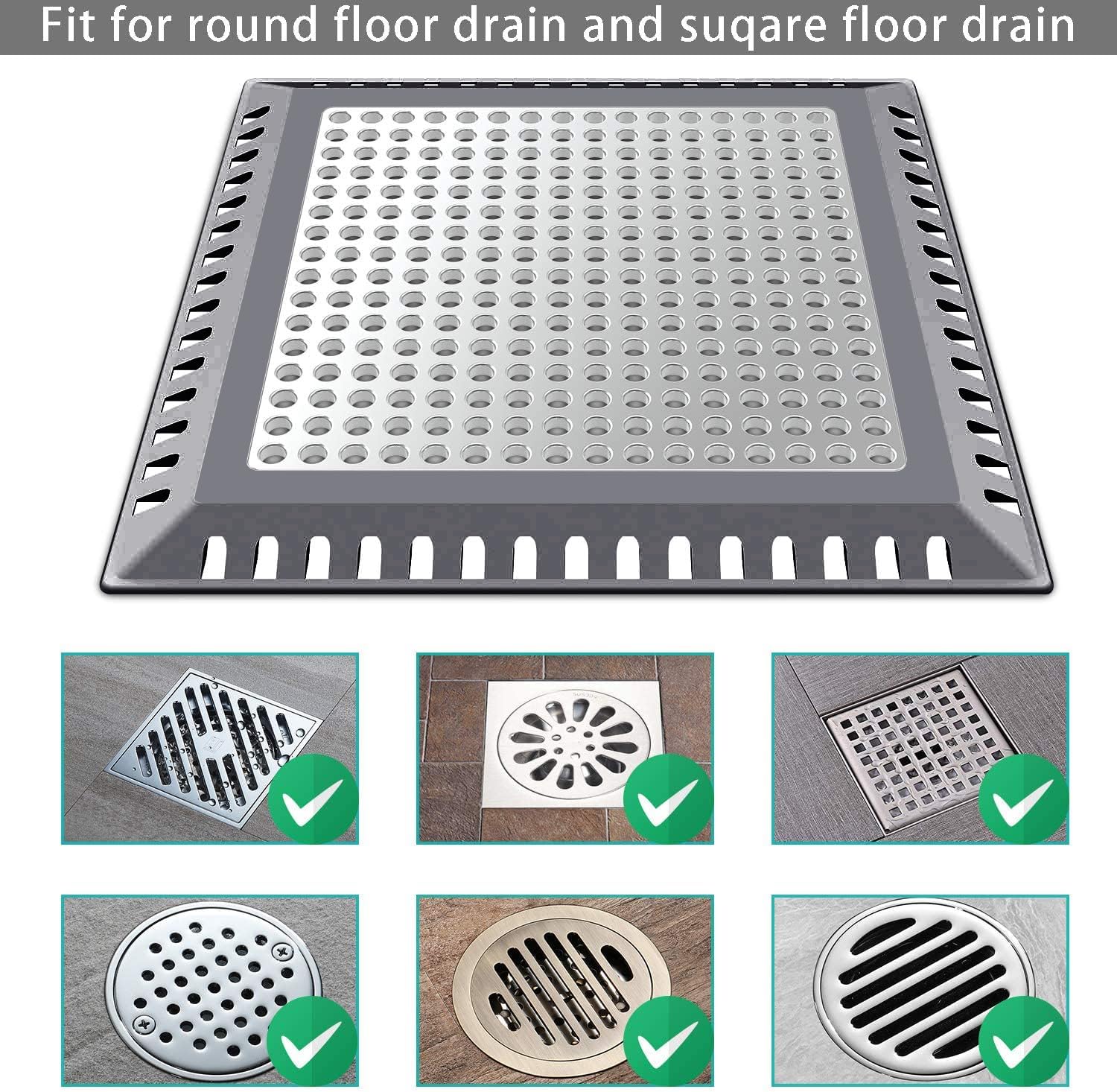 Hair Catcher/Drain Strainer/Shower Drain Cover for Bathroom Floor Drain, Stainless Steel and