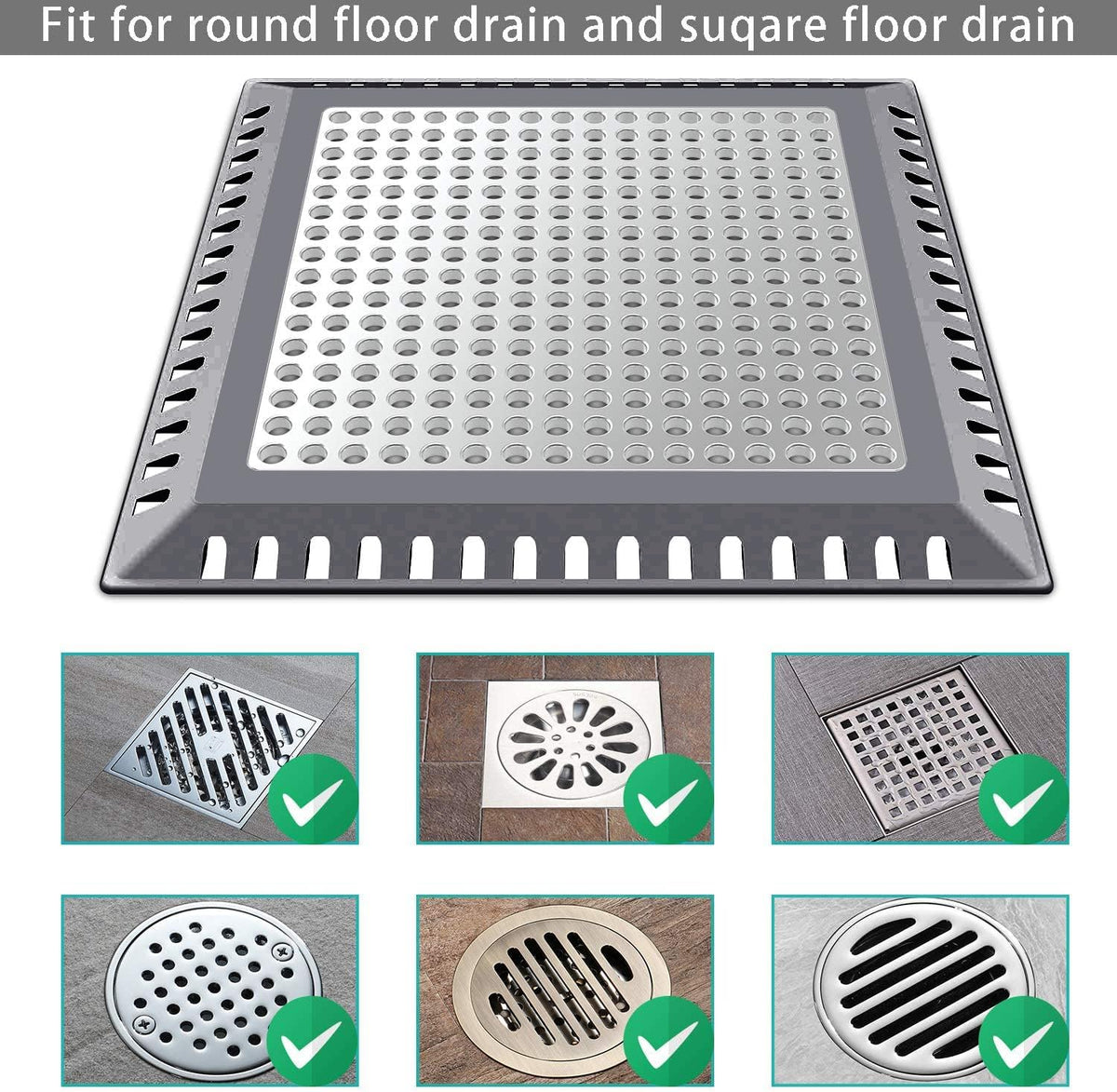 Hair Catcher/Drain Strainer/Shower Drain Cover for Bathroom Floor Drain, Stainless Steel and
