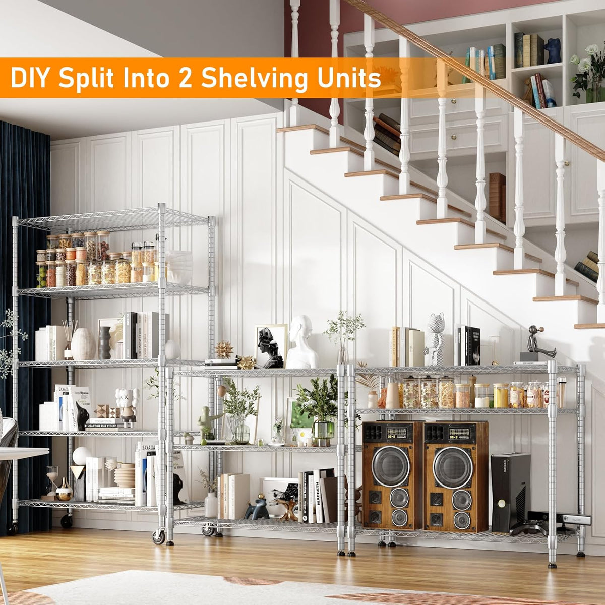Himimi 5-Tier Heavy Duty Steel Wire Rack Storage Shelving, Adjustable Metal Storage Shelves with