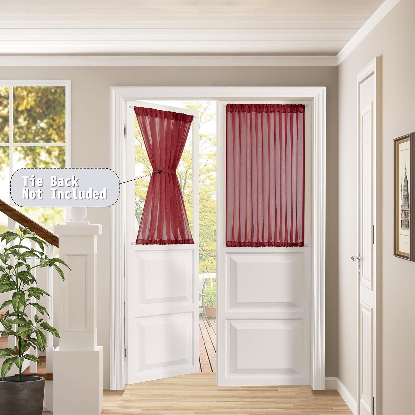 Tollpiz Small Sheer Door Curtain Closet Linen Textured Curtain Sheers Doorway Light Filtering Voile
