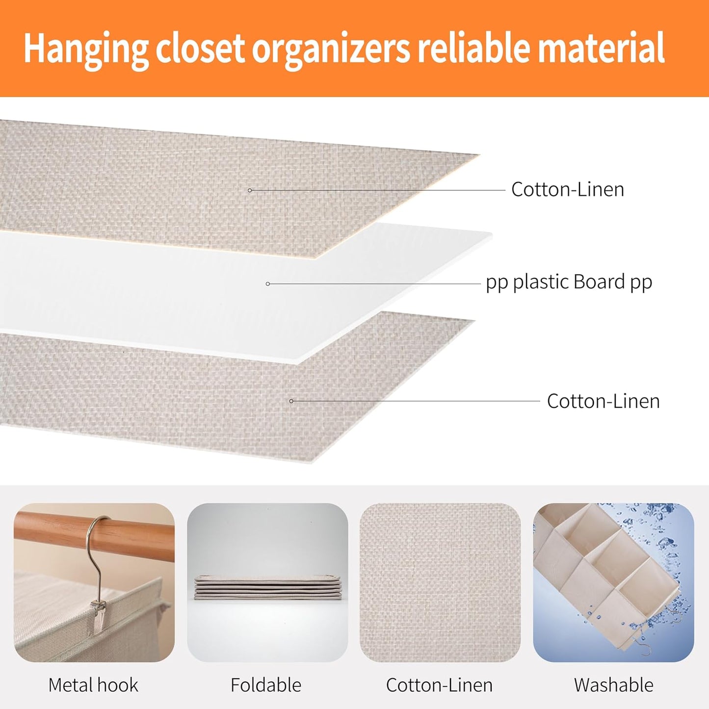 Large Hanging Sweater Organizer for Closet,Collapsible 6-Shelf Hanging Closet Shelves with Drawers