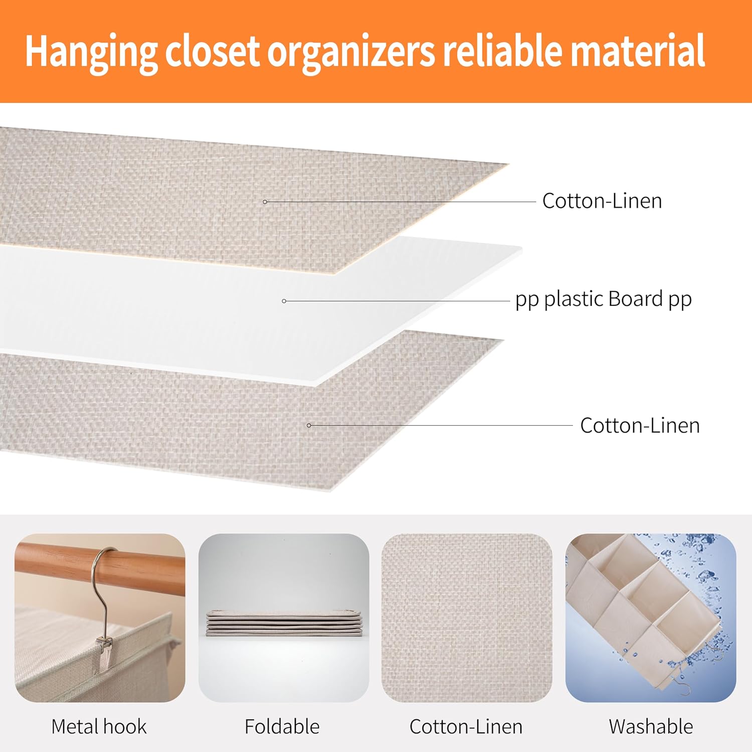 Large Hanging Sweater Organizer for Closet,Collapsible 6-Shelf Hanging Closet Shelves with Drawers