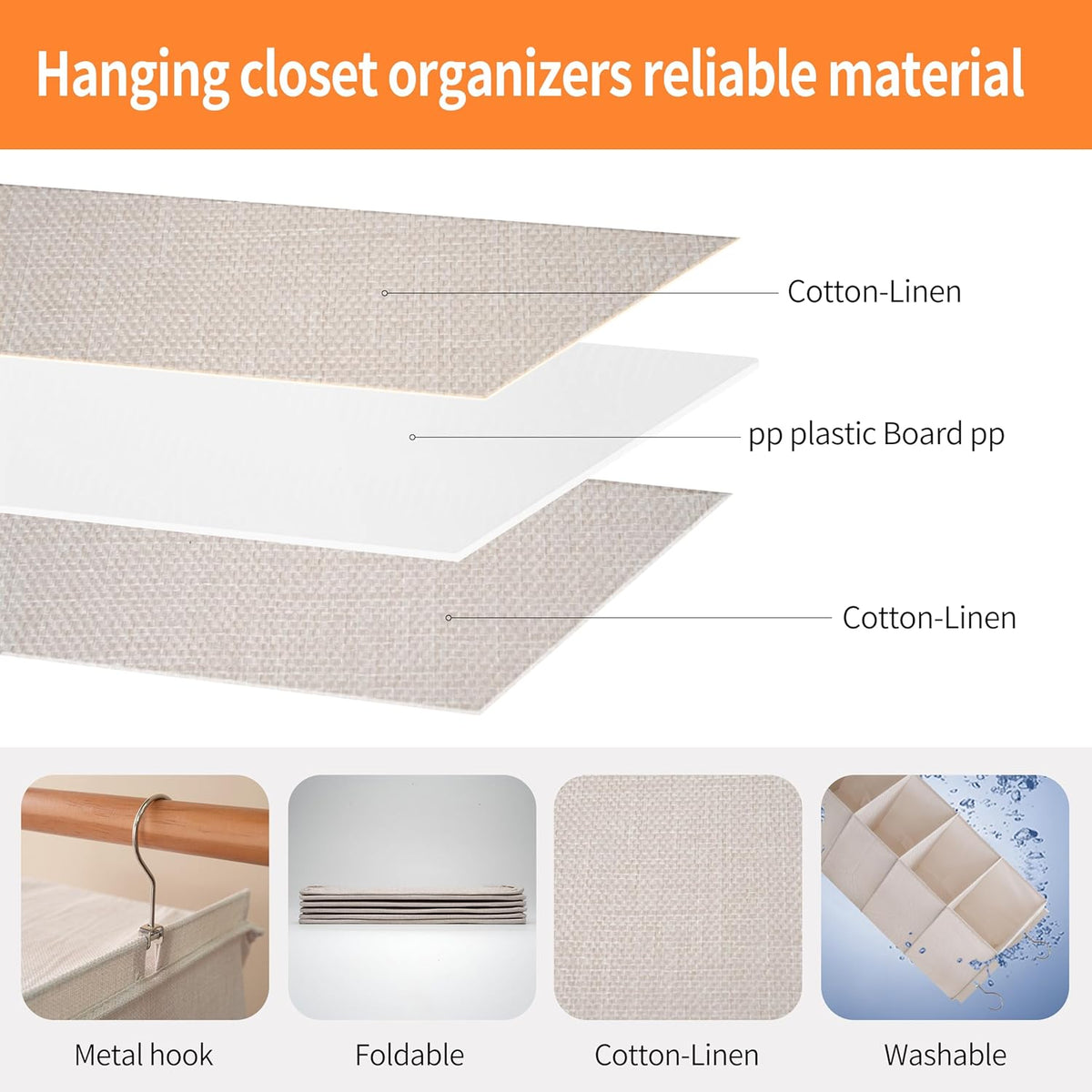 Large Hanging Sweater Organizer for Closet,Collapsible 6-Shelf Hanging Closet Shelves with Drawers
