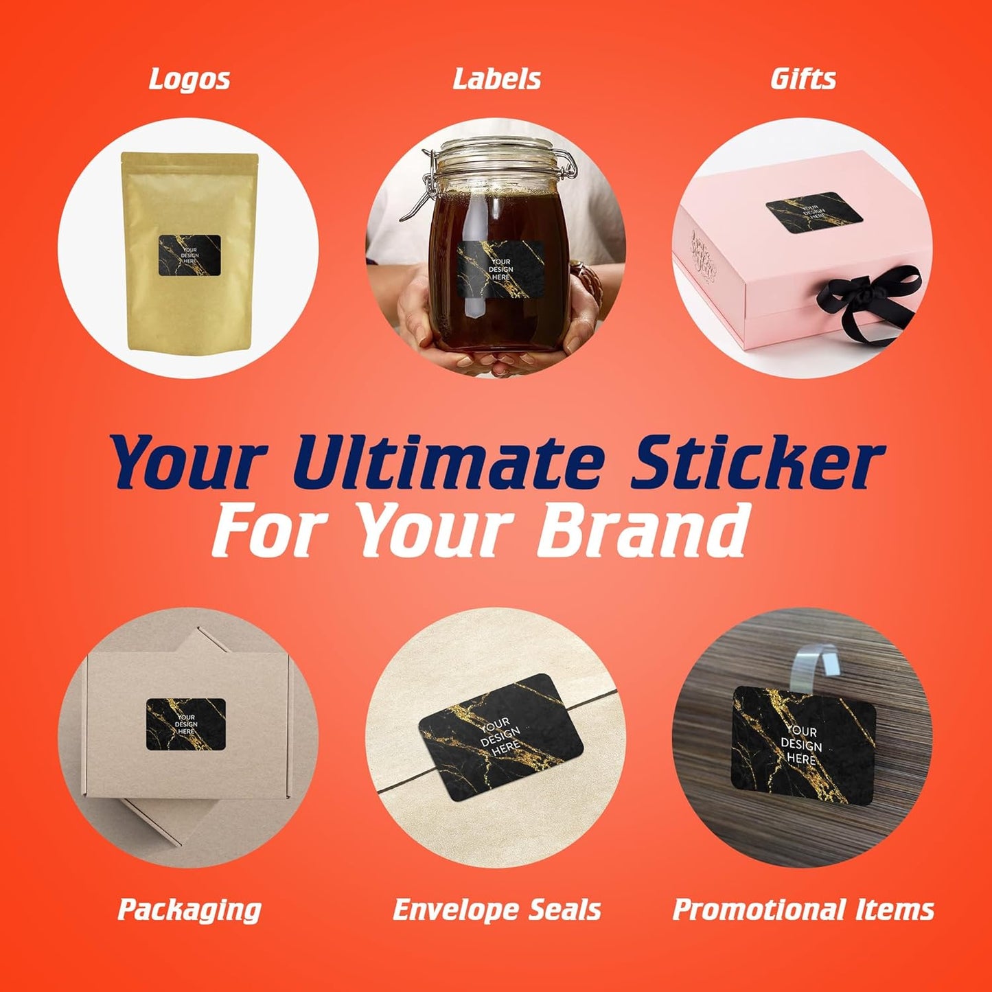 100 Custom Vinyl Stickers - Upload Your own Image, Text, Design, Logo - Personalized Logo Labels