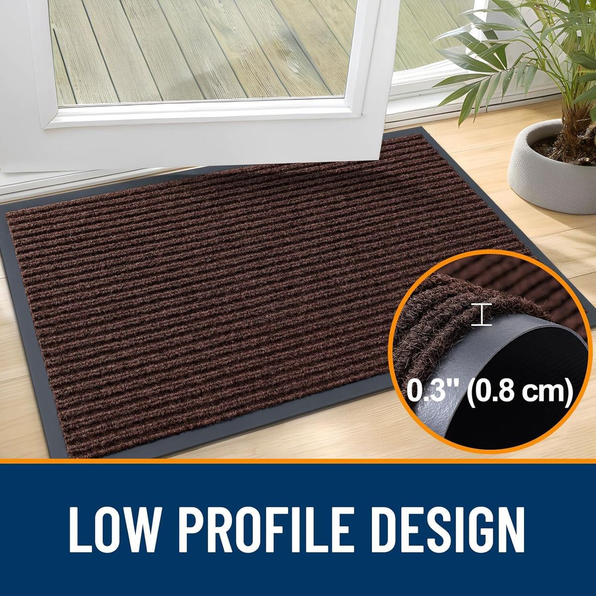 OLANLY Front Door Mat Indoor Outdoor Entrance, Waterproof Heavy Duty Doormat, Fade Resistant, Low