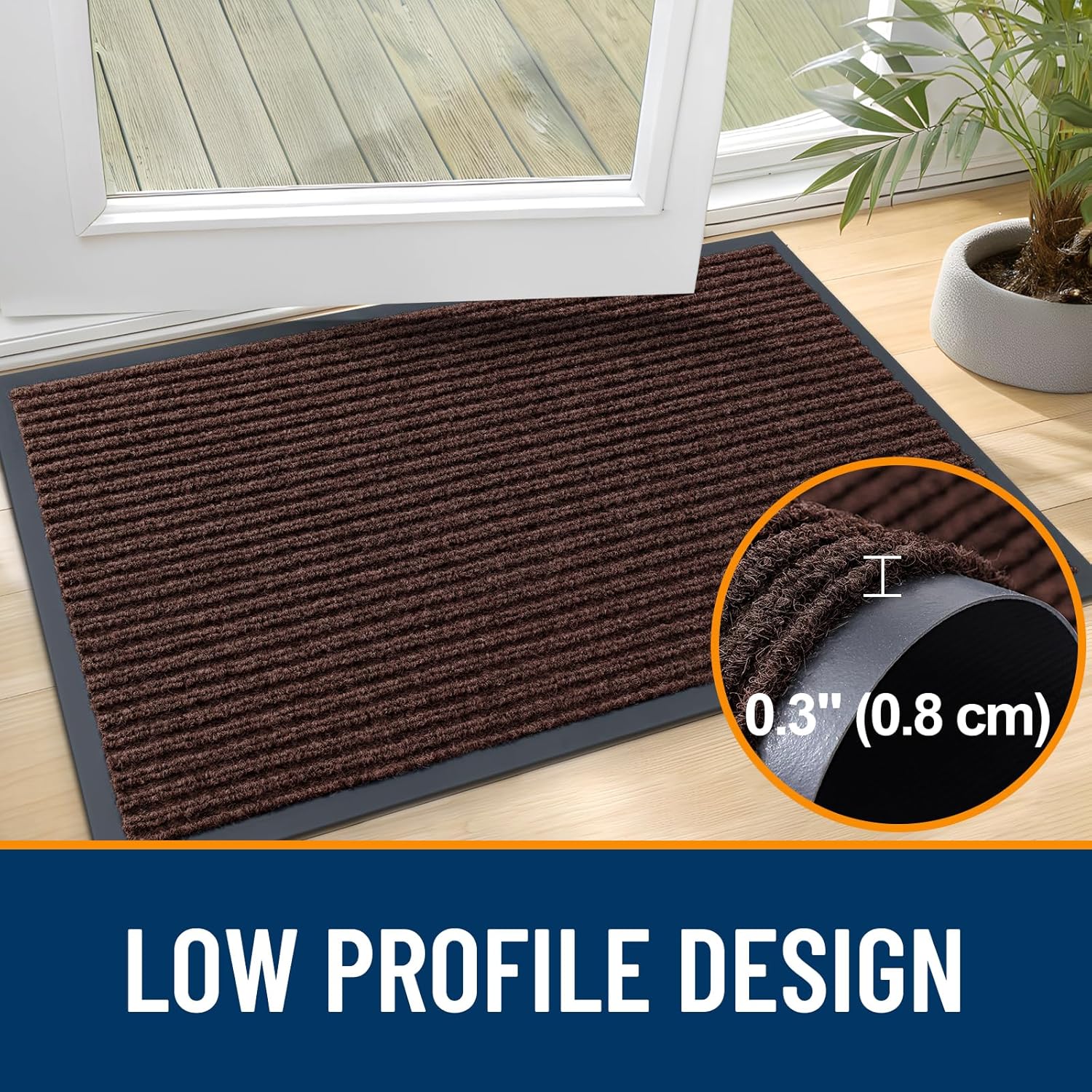 OLANLY Front Door Mat Indoor Outdoor Entrance, Waterproof Heavy Duty Doormat, Fade Resistant, Low
