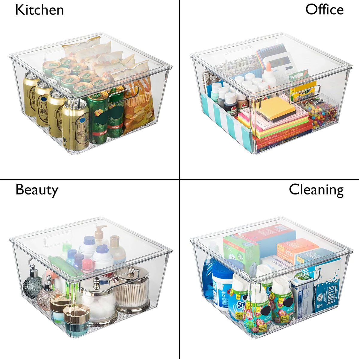CLEARSPACE Plastic Storage Bins with Lids XL – Perfect Kitchen Organization or Pantry Storage