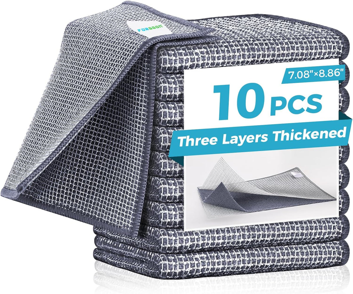 10 Pcs New Upgrade 3-Layer Non Scratch Wire Dishcloth,Wire Dishwashing Rag, Non-Scratch Wire