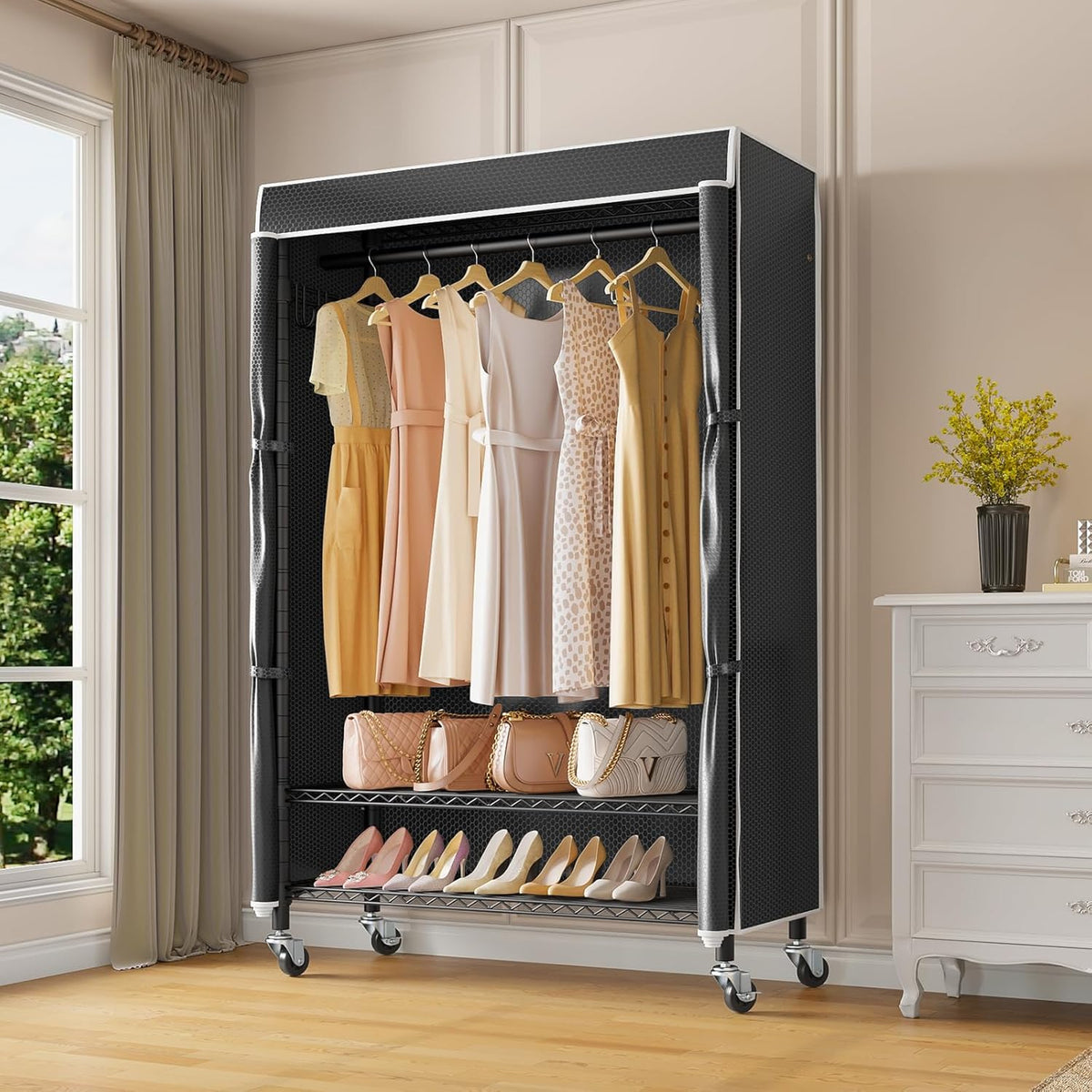 VIPEK R3C Rolling Clothes Rack with Cover Portable Closet for Hanging Clothes, Heavy Duty Garment