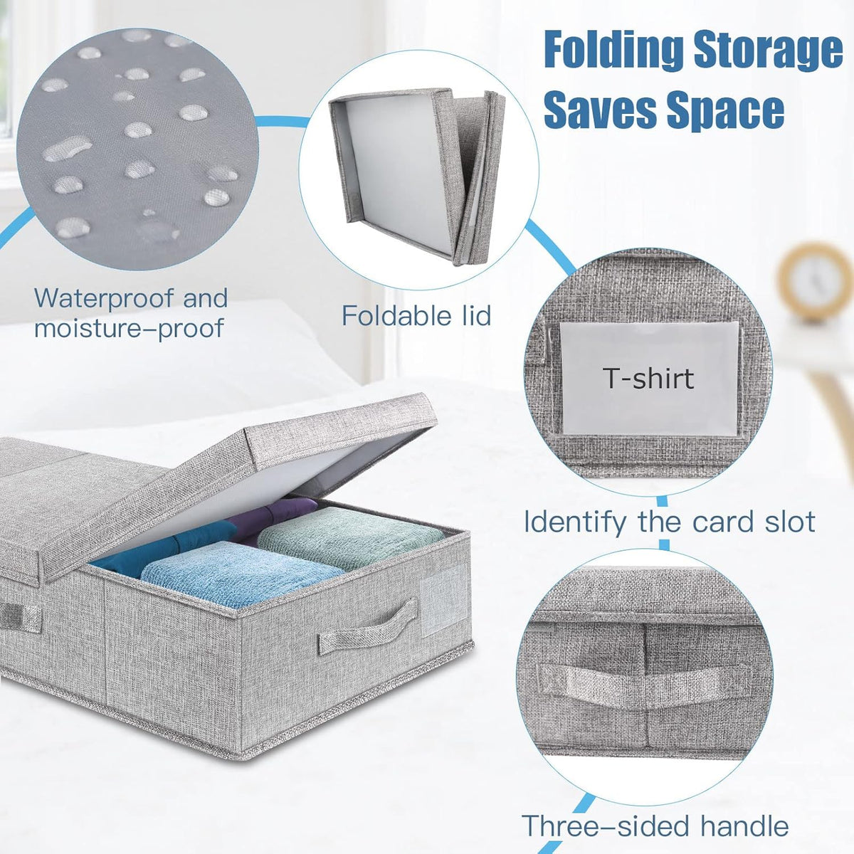 Underbed Storage Containers Bin with Lids, Large Under Bed Storage Organizer Box with Handle