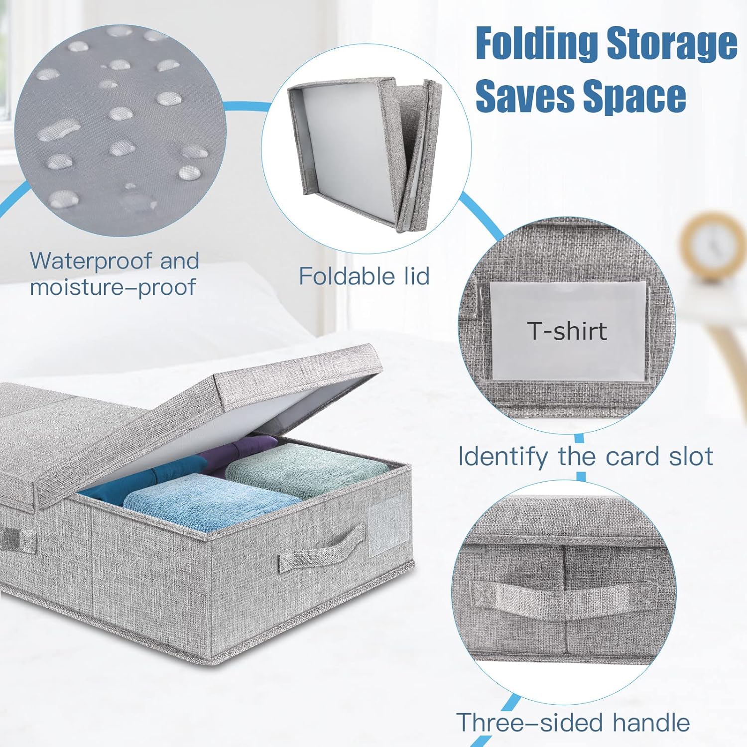 Underbed Storage Containers Bin with Lids, Large Under Bed Storage Organizer Box with Handle