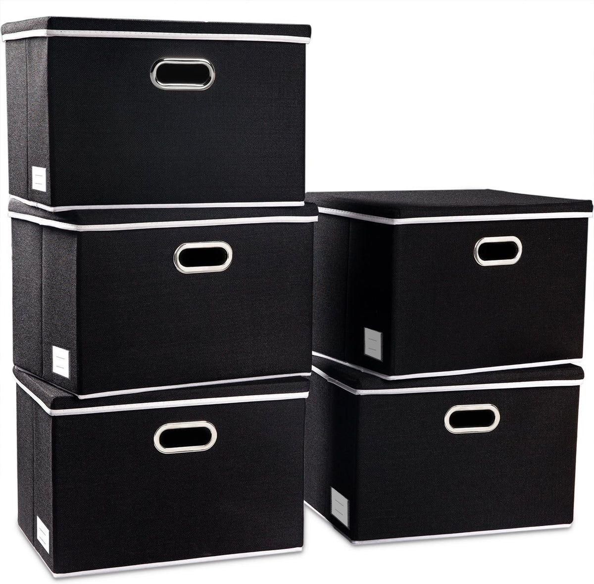 PRANDOM Large Foldable Storage Boxes with Lids [5-Pack] Organizer Containers Baskets Cube with
