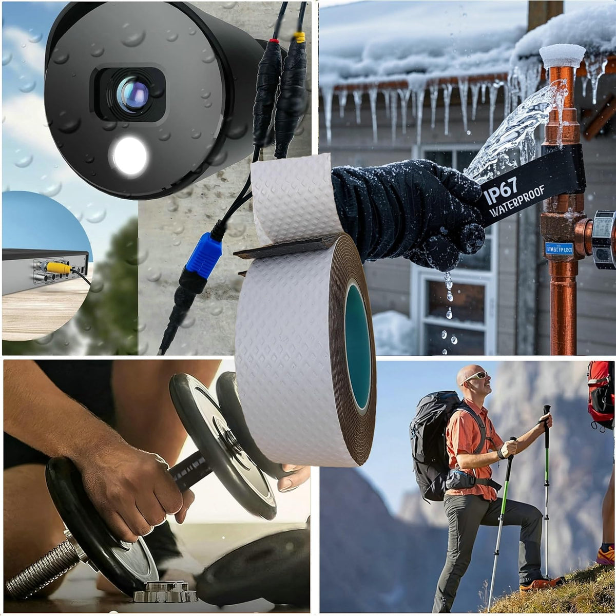 4 Rolls Butyl Rubber Self-Fusing Tape | IP67 Waterproof & 35KV Insulated | Extreme Cold/Hot