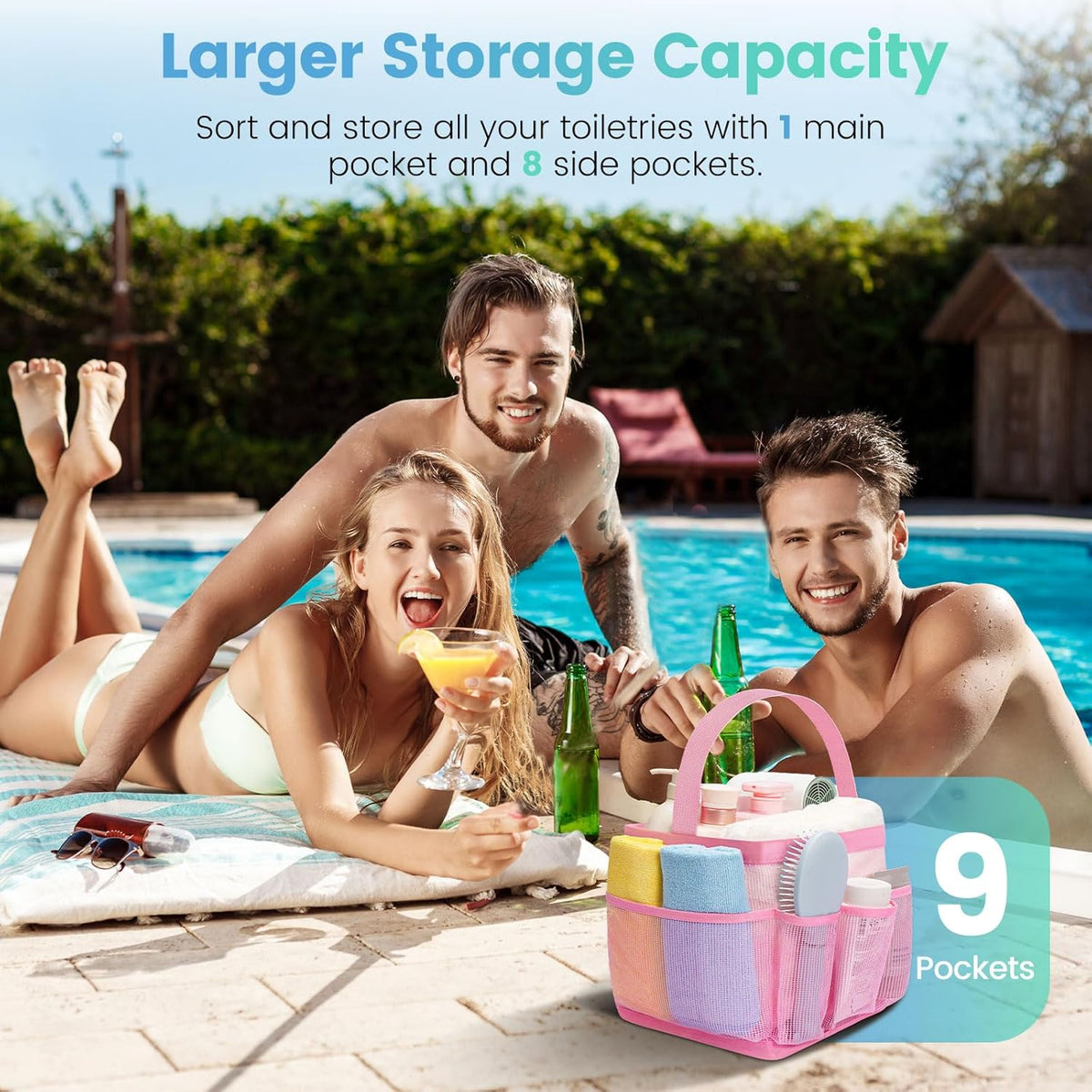 Camping Essentials Shower Caddy Portable for College Dorm Room Essentials for Girls with 8