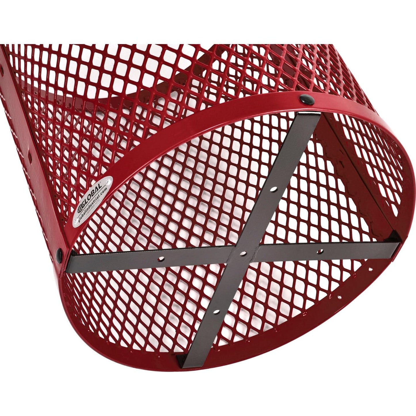 Global Industrial 36 Gallon Outdoor Steel Trash Can with Dome Lid and Raised Base, Plastic Liner