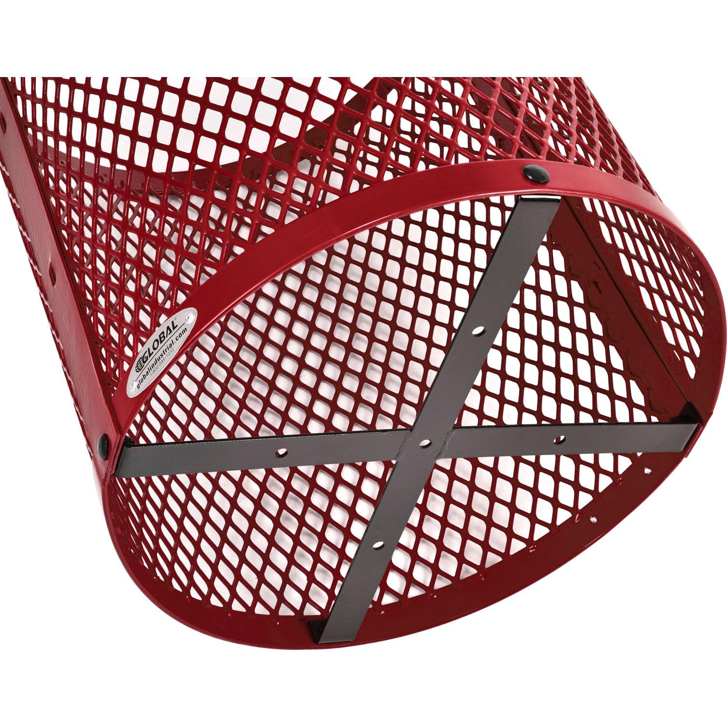 Global Industrial Outdoor Diamond Steel Trash Can with Flat Lid and Plastic Liner, 36 Gallon