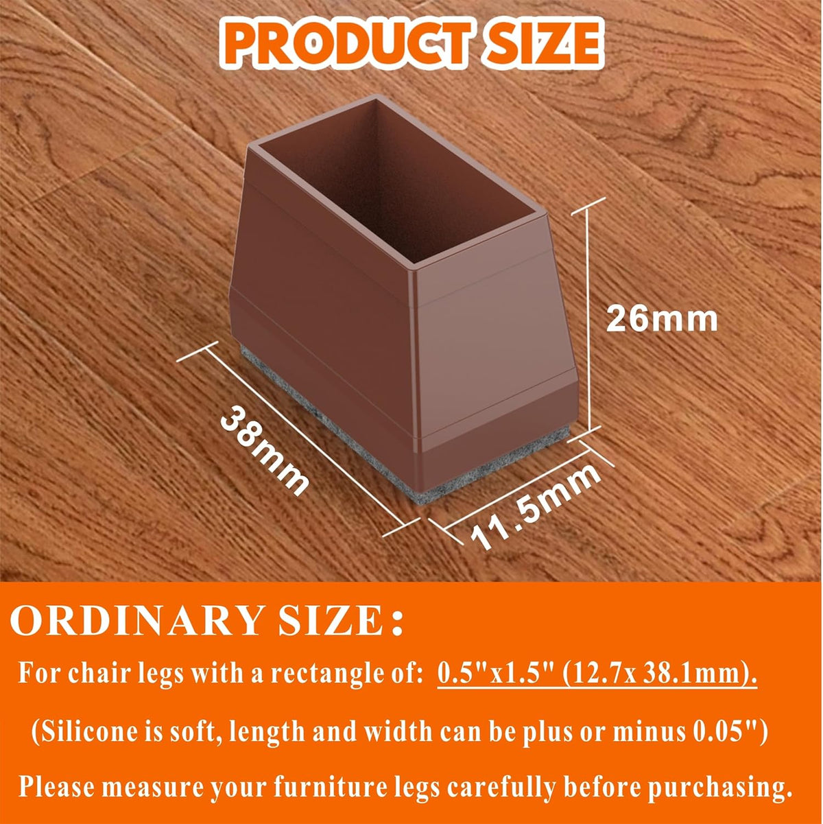 Rectangle Chair Leg Protectors for Hardwood Floors,16 PCS Silicone Covers to Protect Wood Tile