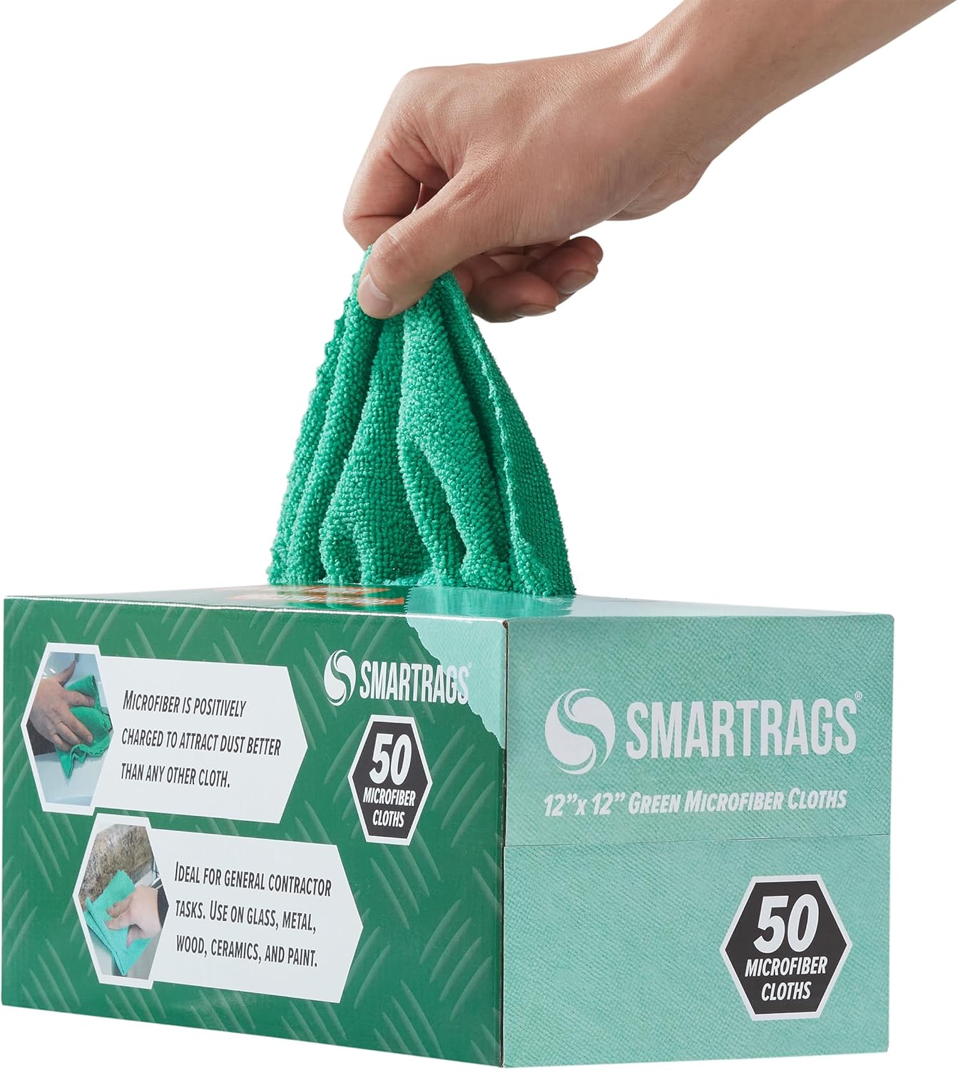 Arkwright Smart Rags in Box - (Pack of 50) Lint Free Microfiber Cleaning Cloth, Scratch &